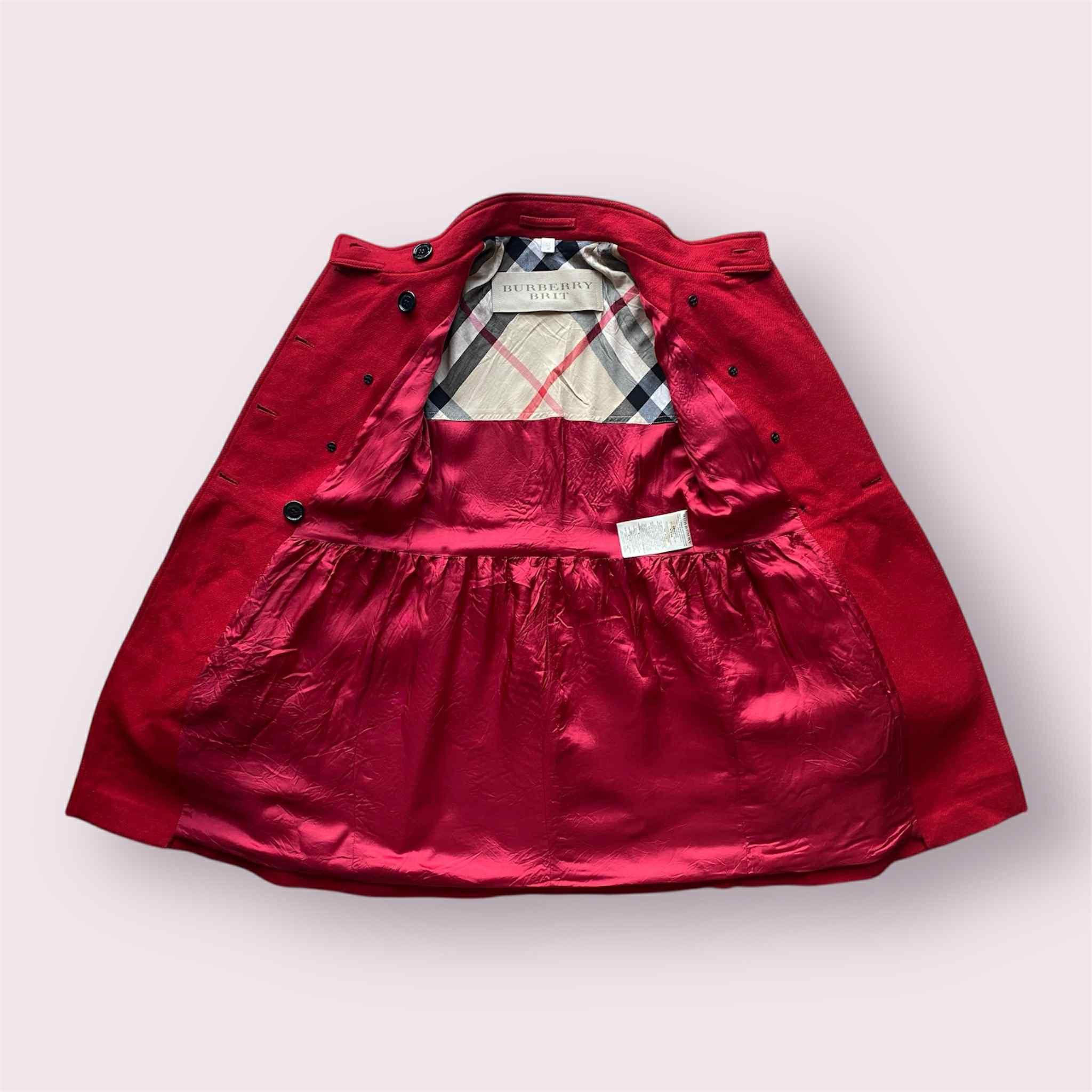 Burberry Burberry Brit Women Wool Red Peacoat Buttons Size S / US 4 / IT 40 - 5 Thumbnail
