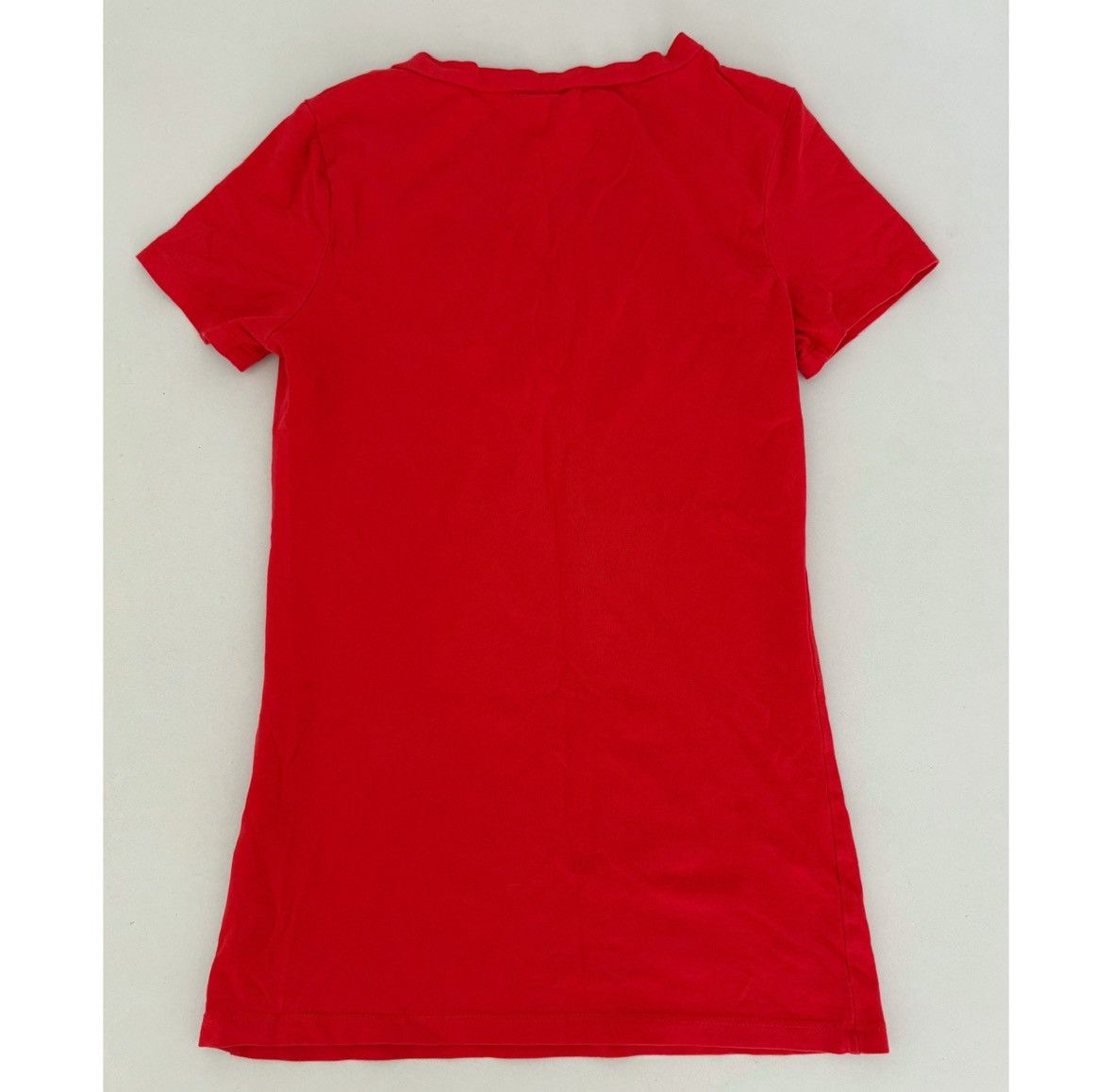 Japanese Brand Red Solid V-Neck Short Sleeve Shirt Top Blouse Tee Size S ❤️✨ Size S / US 4 / IT 40 - 3 Thumbnail
