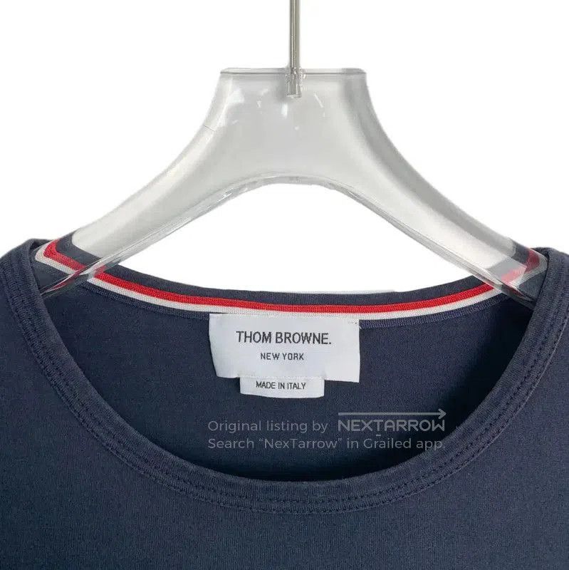 Thom Browne Thom Browne Men's Navy Cotton T-Shirt . Size US L / EU 52-54 / 3 - 3 Thumbnail