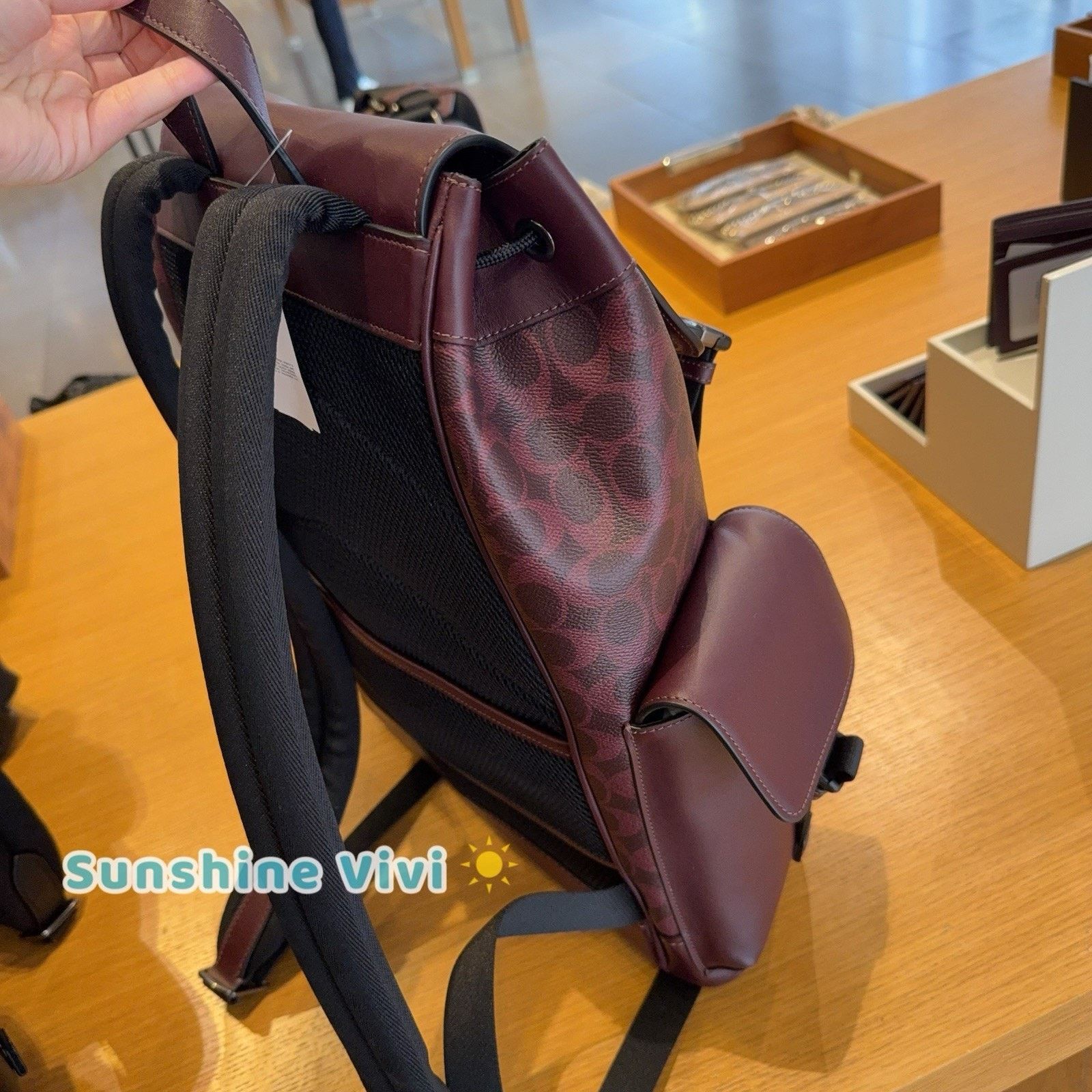 Coach NWT COACH MEN'S Clark Backpack Canvas CCF90 BLACK CURRANT Size ONE SIZE - 3 Thumbnail