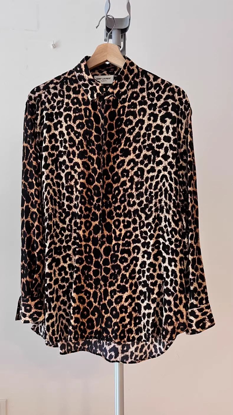 Saint Laurent Paris SLP-print shirt made of mulberry silk satin Size US M / EU 48-50 / 2 - 2 Thumbnail