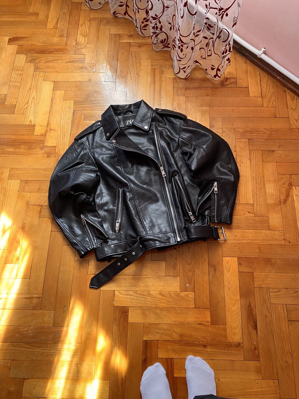 Designer × Japanese Brand Rick Owens Style Zara Leather Jacket Size US S / EU 44-46 / 1 - 1 Thumbnail