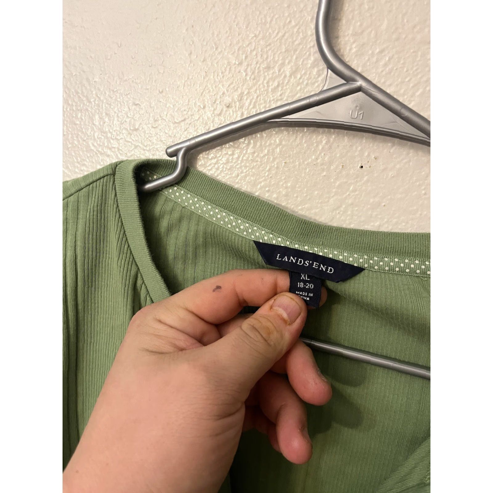 Lands' End VINTAGE Lands' End Womens Henley Shirt XL 18-20 Green Cotton Long Sleeve Button Shirt Womens XL Green Cotton Henley Size XL / US 12-14 / IT 48-50 - 3 Thumbnail