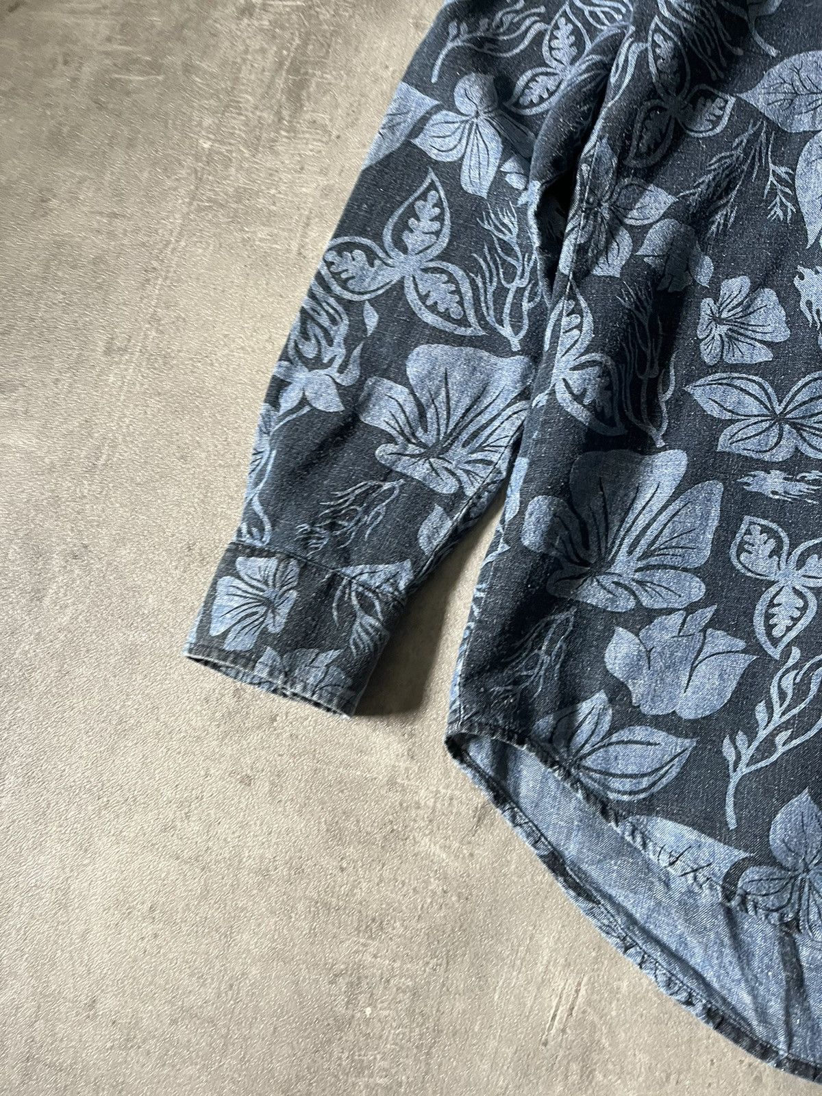 Our Legacy Our Legacy hemp floral button up shirt blue navy Size US M / EU 48-50 / 2 - 2 Thumbnail