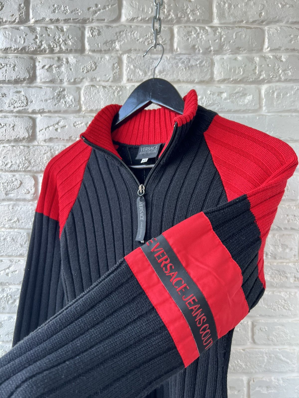 Versace Versace Logo Black Wool Knit 1/4 Zip Sweater Size XS / US 0-2 / IT 36-38 - 3 Thumbnail