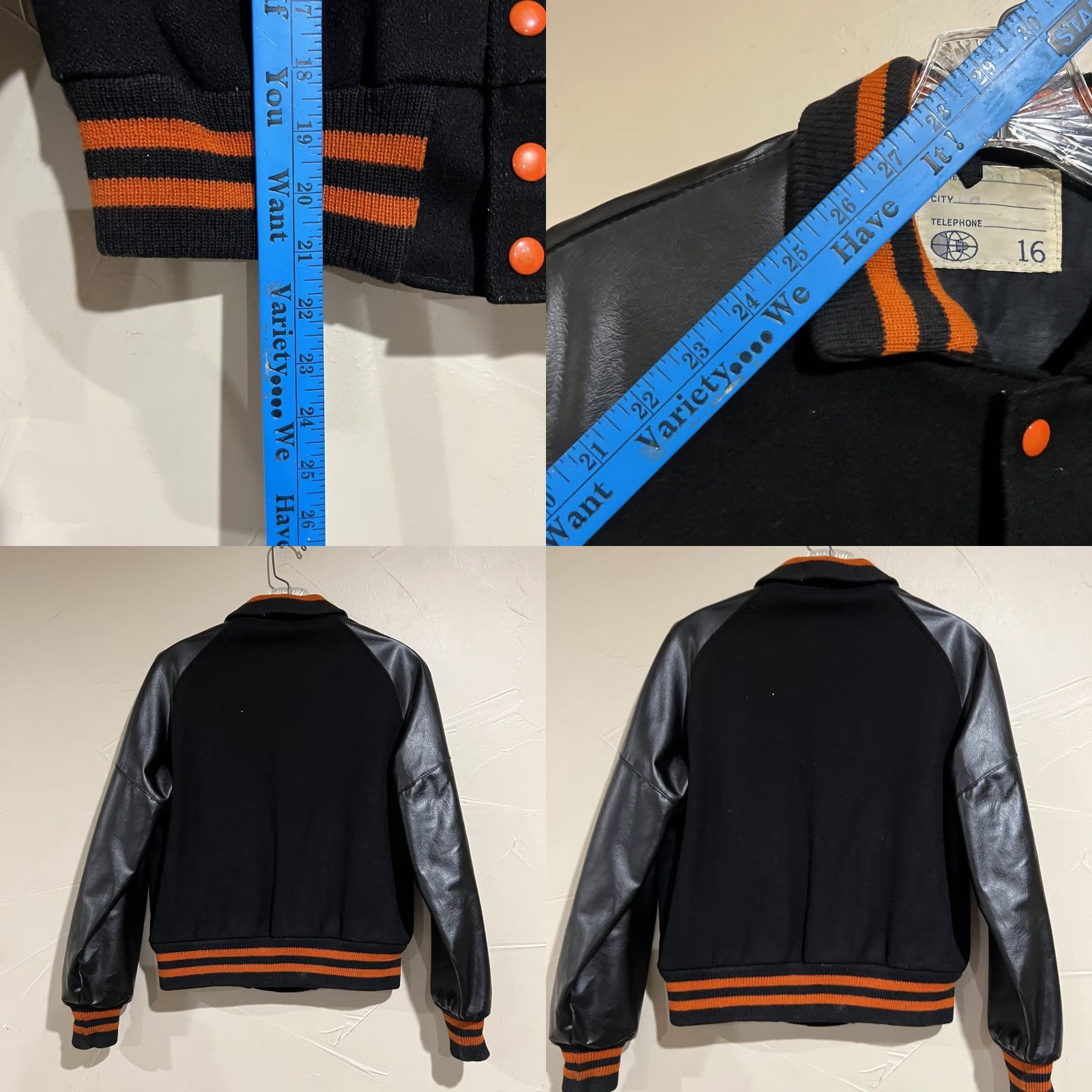 Vintage VINTAGE Blank Varsity Jacket Wool Sz 16 Men Black Varsity Jacket 16 Mens Wool Jacket Size US XL / EU 56 / 4 - 8 Thumbnail