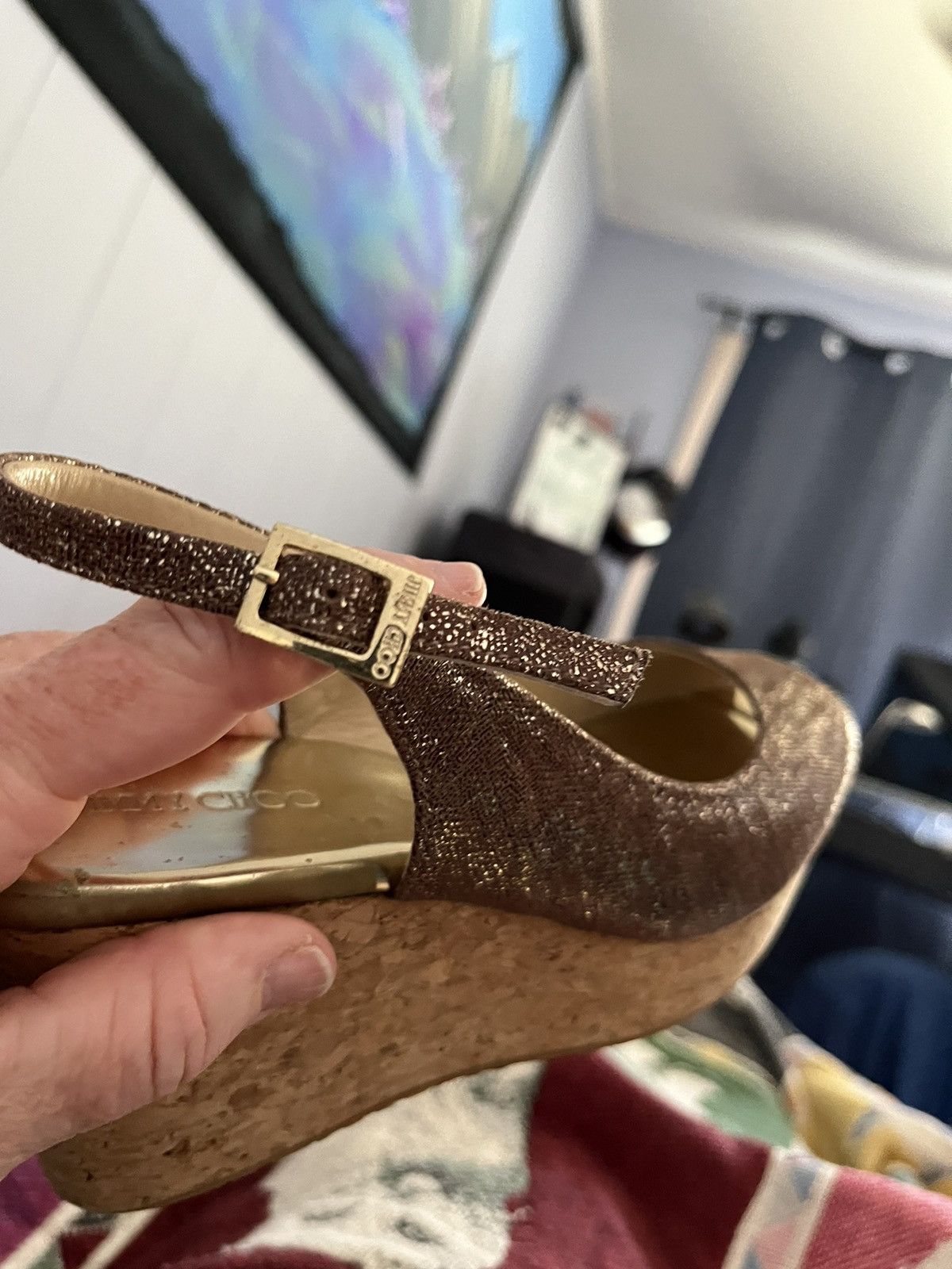 Jimmy Choo Jimmy Choo cork wedge sandals Size US 7.5 / IT 37.5 - 7 Thumbnail