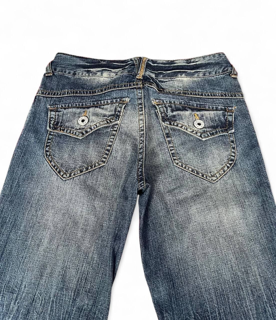 Tornado Mart Flare Colza Jeans baggy distressed clawn mark mud wash jean Size US 28 / EU 44 - 11 Thumbnail