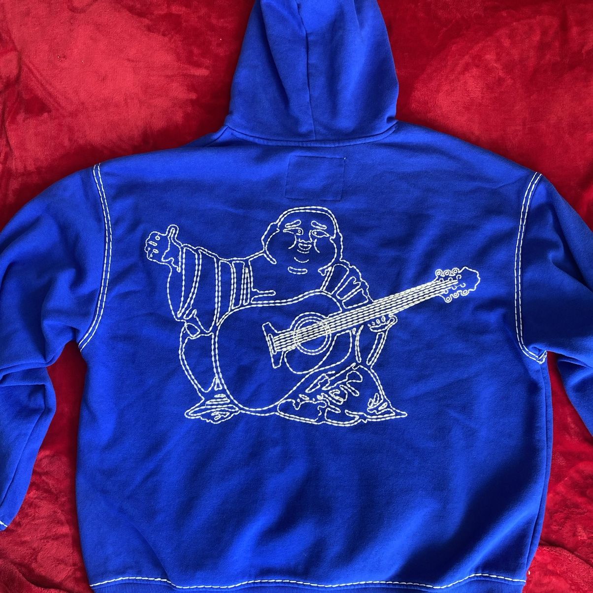 True Religion True Religion blue hoodie white stitching buddha logo back Size US XXL / EU 58 / 5 - 2 Thumbnail