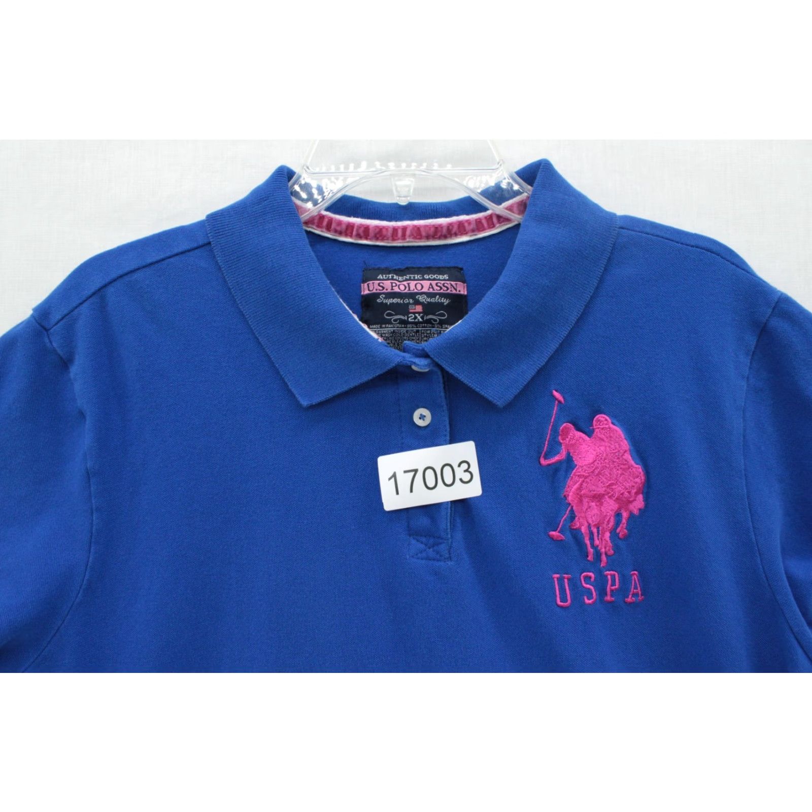 U.S. Polo Assn. US Polo Assn. Polo Shirt Womens 2X Blue Pink Logo Embroidered Preppy Big Pony Shirt Womens 2XL Blue Pink Logo Embroidered Preppy Big Pony Size XXL / US 16-18 / IT 52-54 - 7 Thumbnail