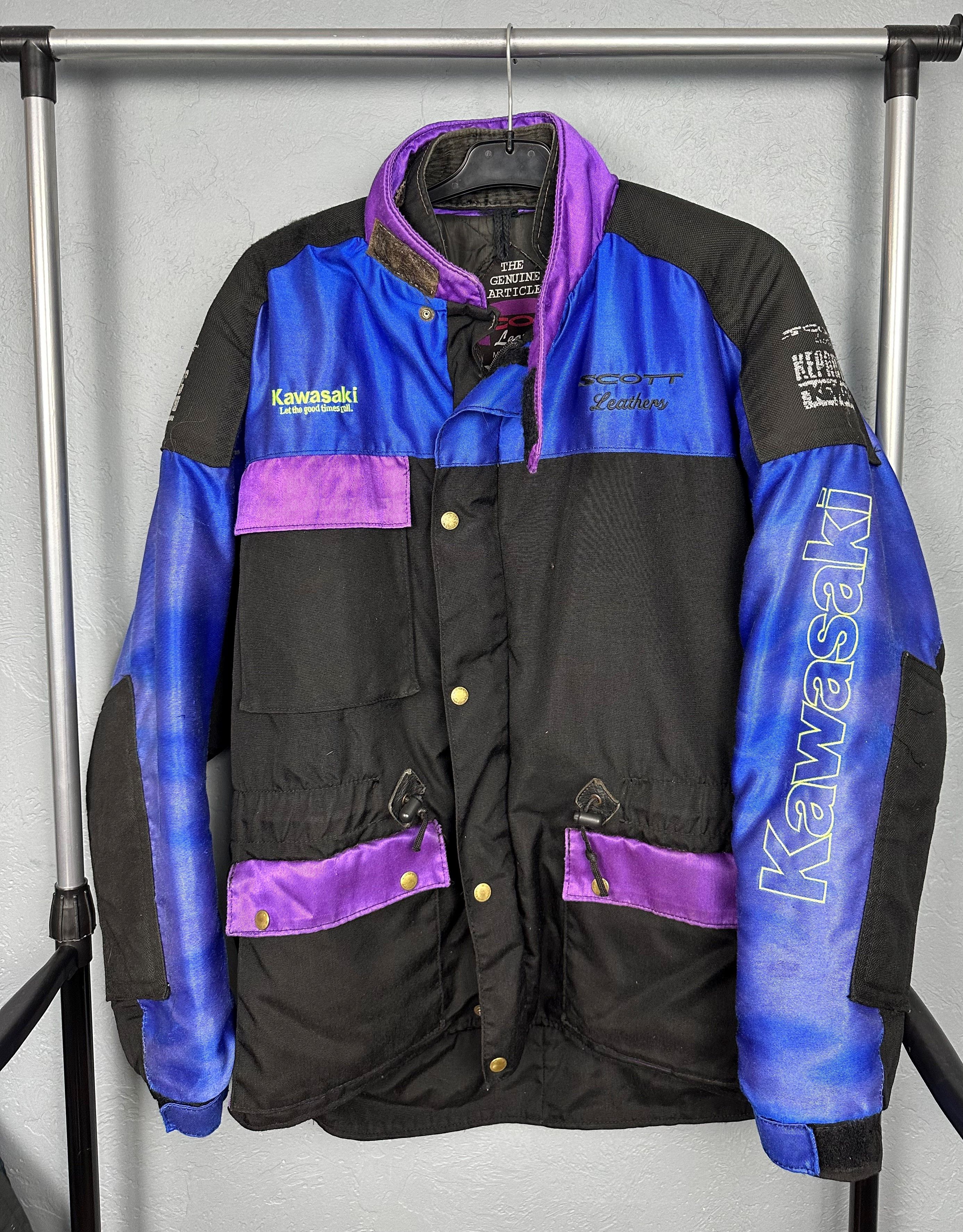 Japanese Brand KAWASAKI 90s Vintage Scott Leathers Keprotec Kevlar Jacket Size US XL / EU 56 / 4 - 1 Thumbnail