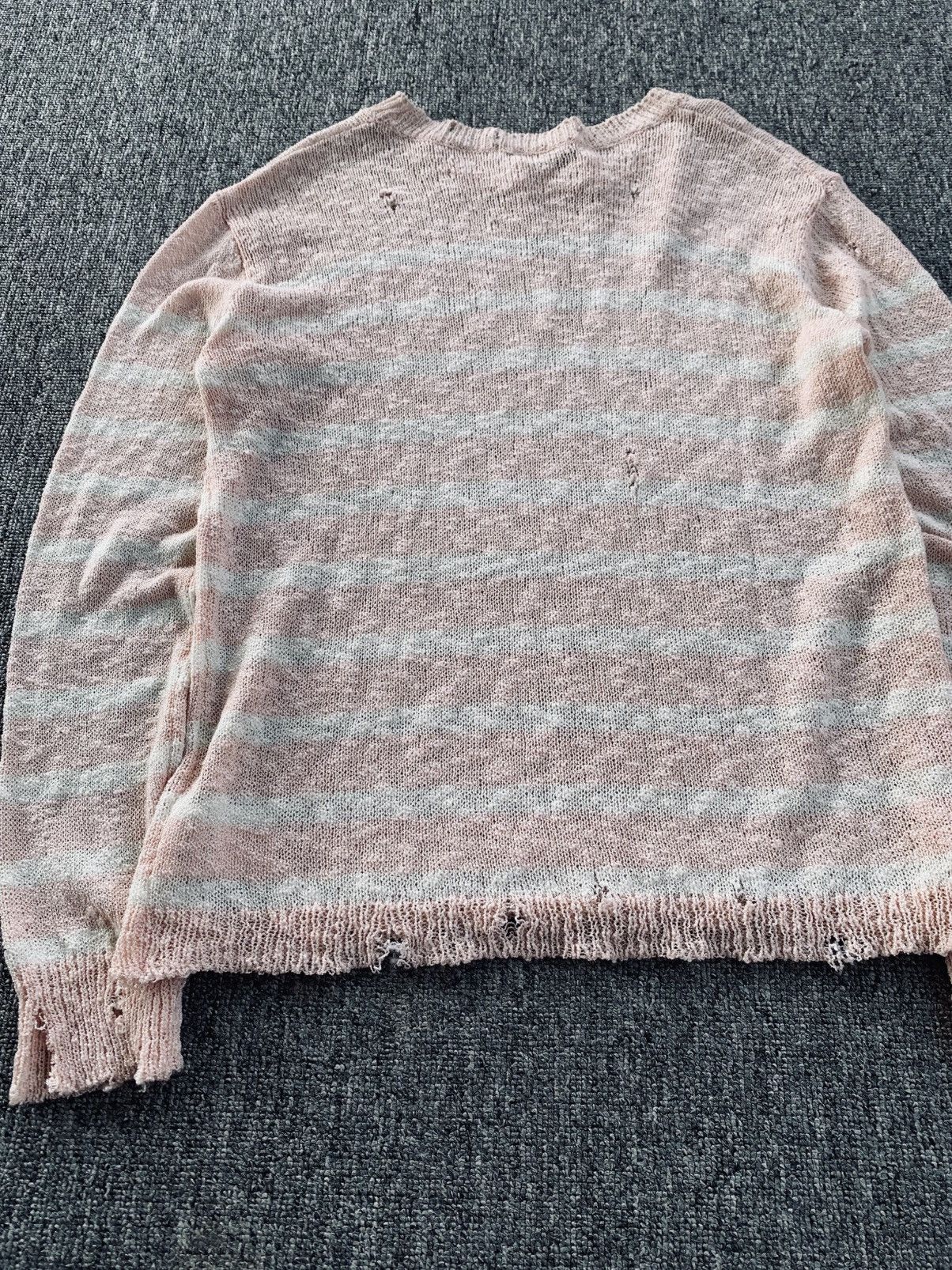 Japanese Brand Me Sense Punk Soft Pink Stripe Distressed Long Sleeve Size US S / EU 44-46 / 1 - 7 Thumbnail