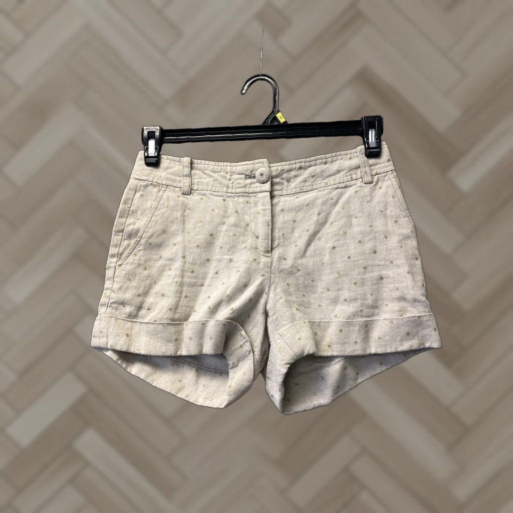 J.Crew J.Crew Linen Shorts Womens Size 0 Tan Gold Casual Flat Front Pockets Summer Outdoor Size 25" / US 0 / IT 36 - 1 Thumbnail