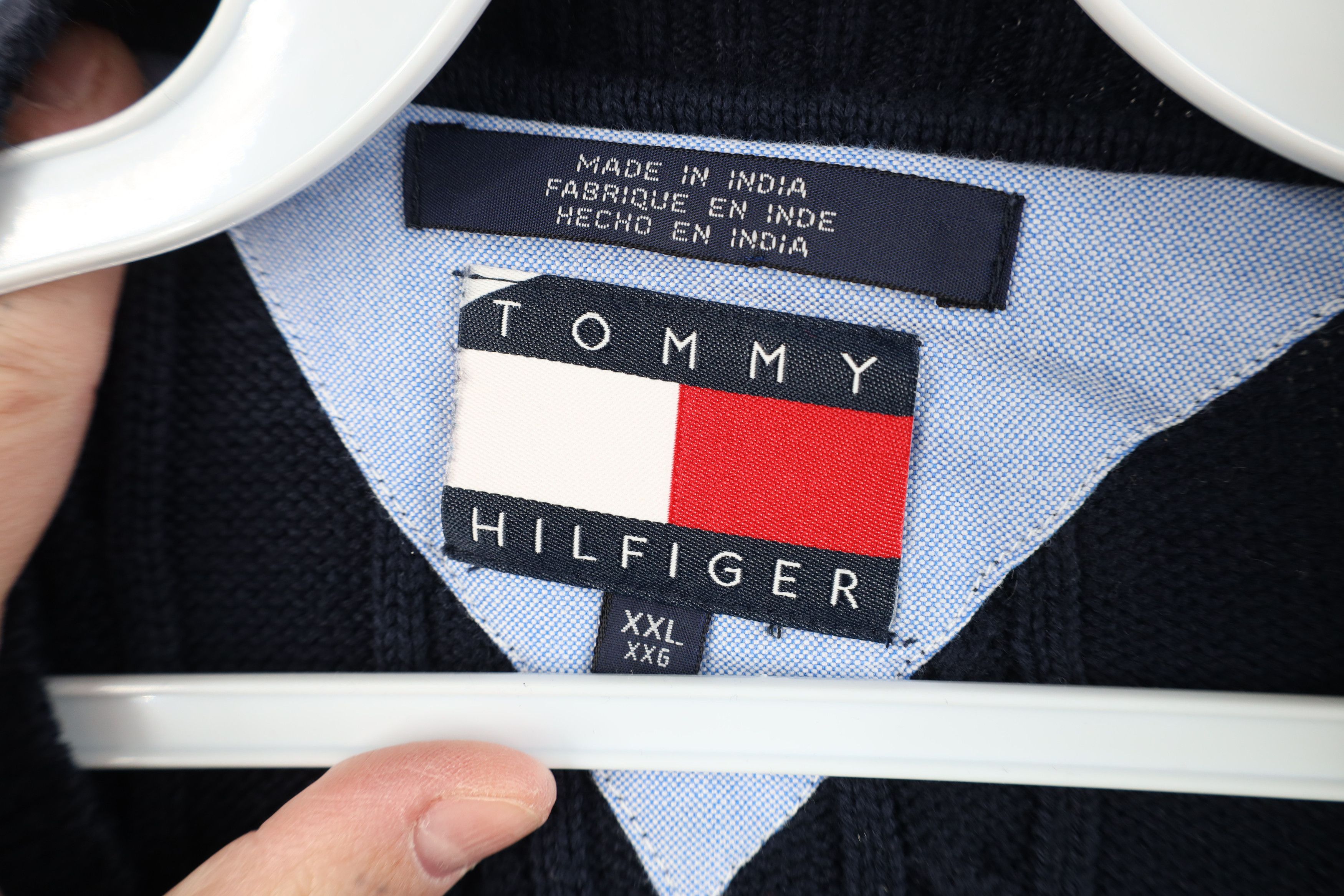 Tommy Hilfiger Vintage 90s Tommy Hilfiger Cotton Cable Knit Sweater Blue Size US XXL / EU 58 / 5 - 6 Thumbnail