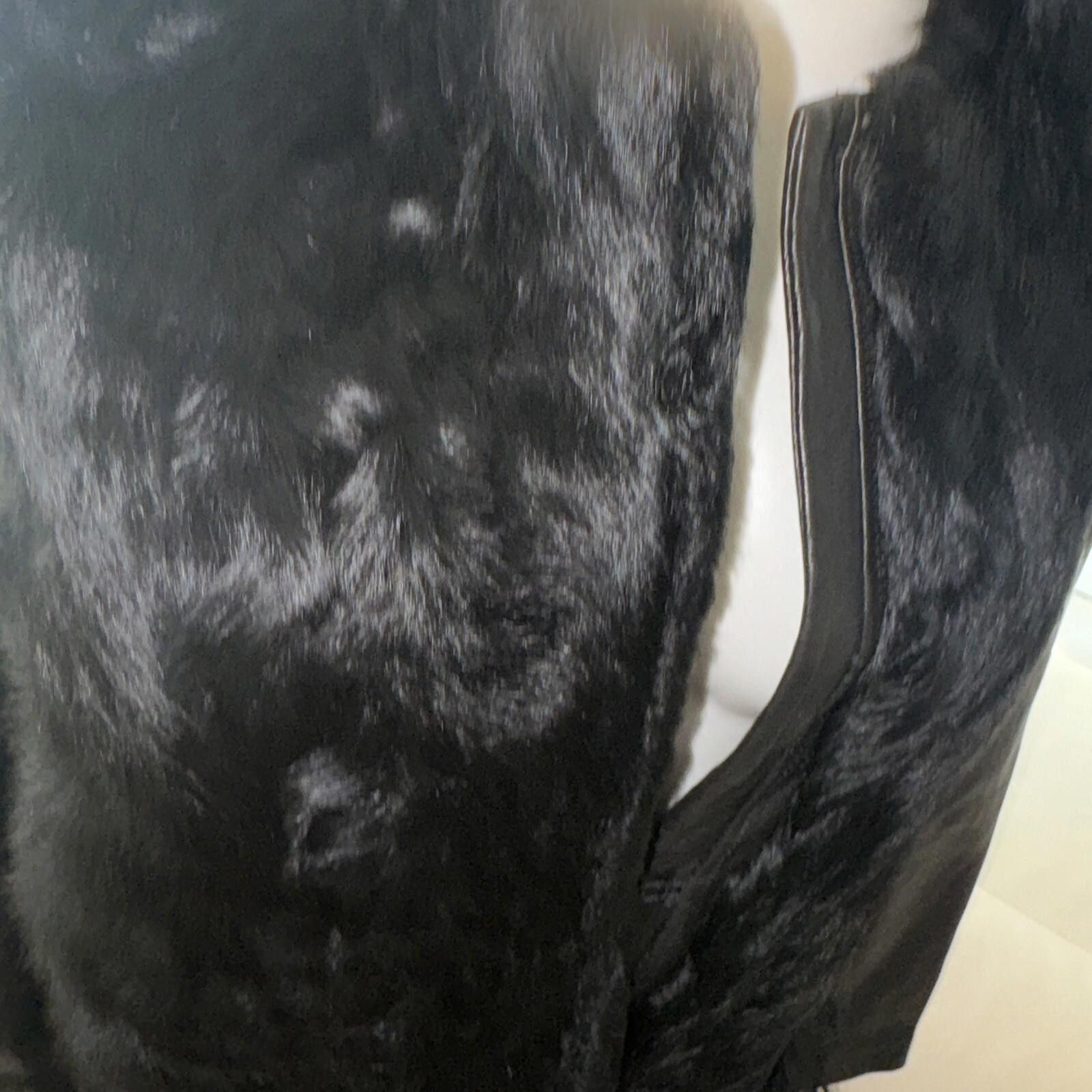Majestic Maje Genuine Leather Genuine Fur Black Warm Coat Sz 38/S Size S / US 4 / IT 40 - 10 Thumbnail