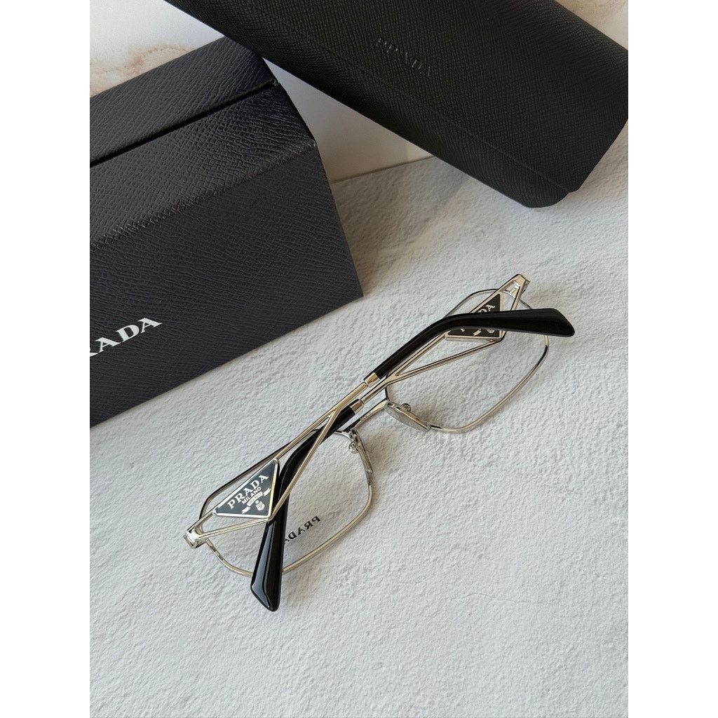Prada NEW Prada PR A53V Silver Hexagon Unisex Eyeglasses Frames Size ONE SIZE - 3 Thumbnail
