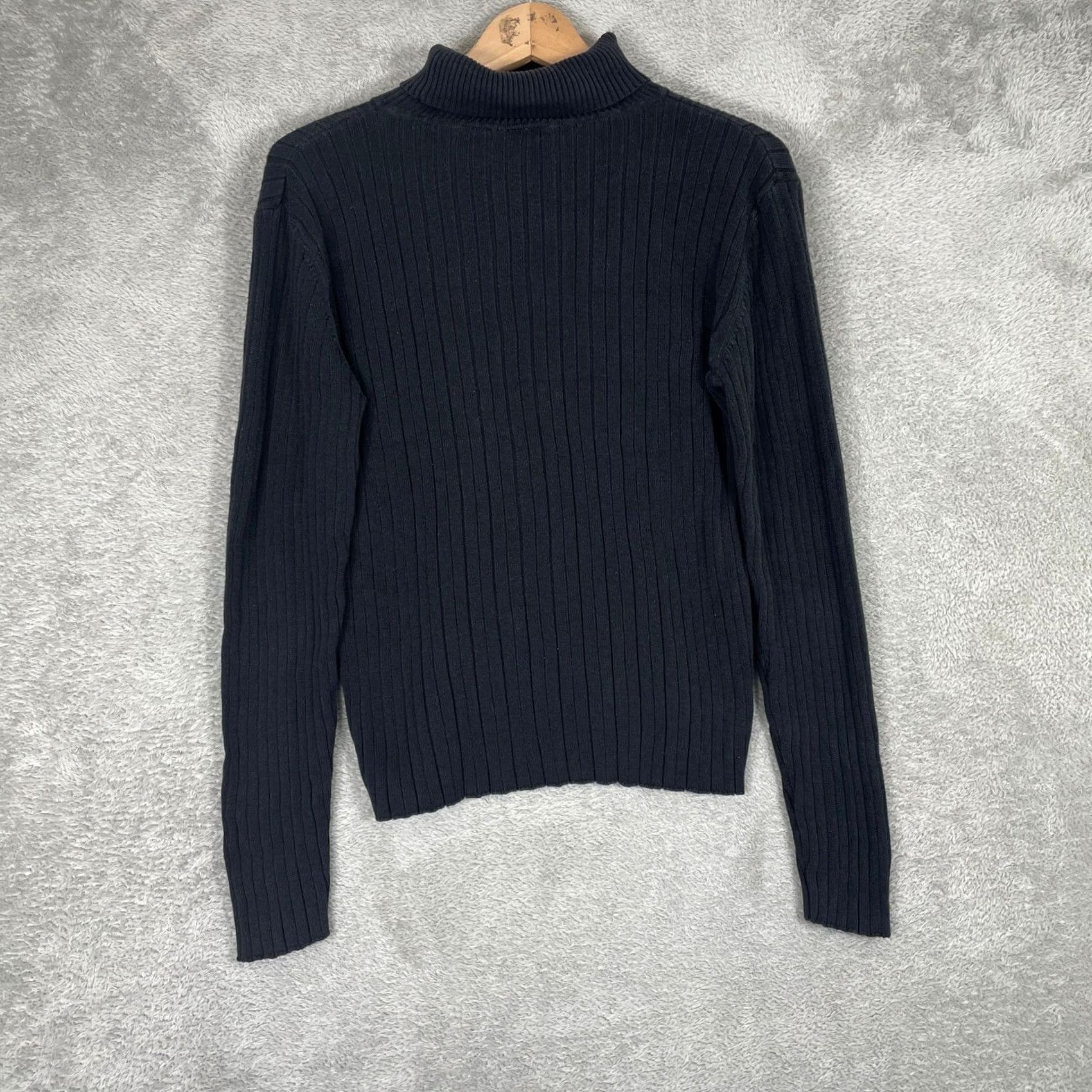 Vintage VINTAGE NorthCrest Sweater Womens Large Black Cable Knit Mock Neck Ribbed Pullover Size L / US 10 / IT 46 - 3 Thumbnail