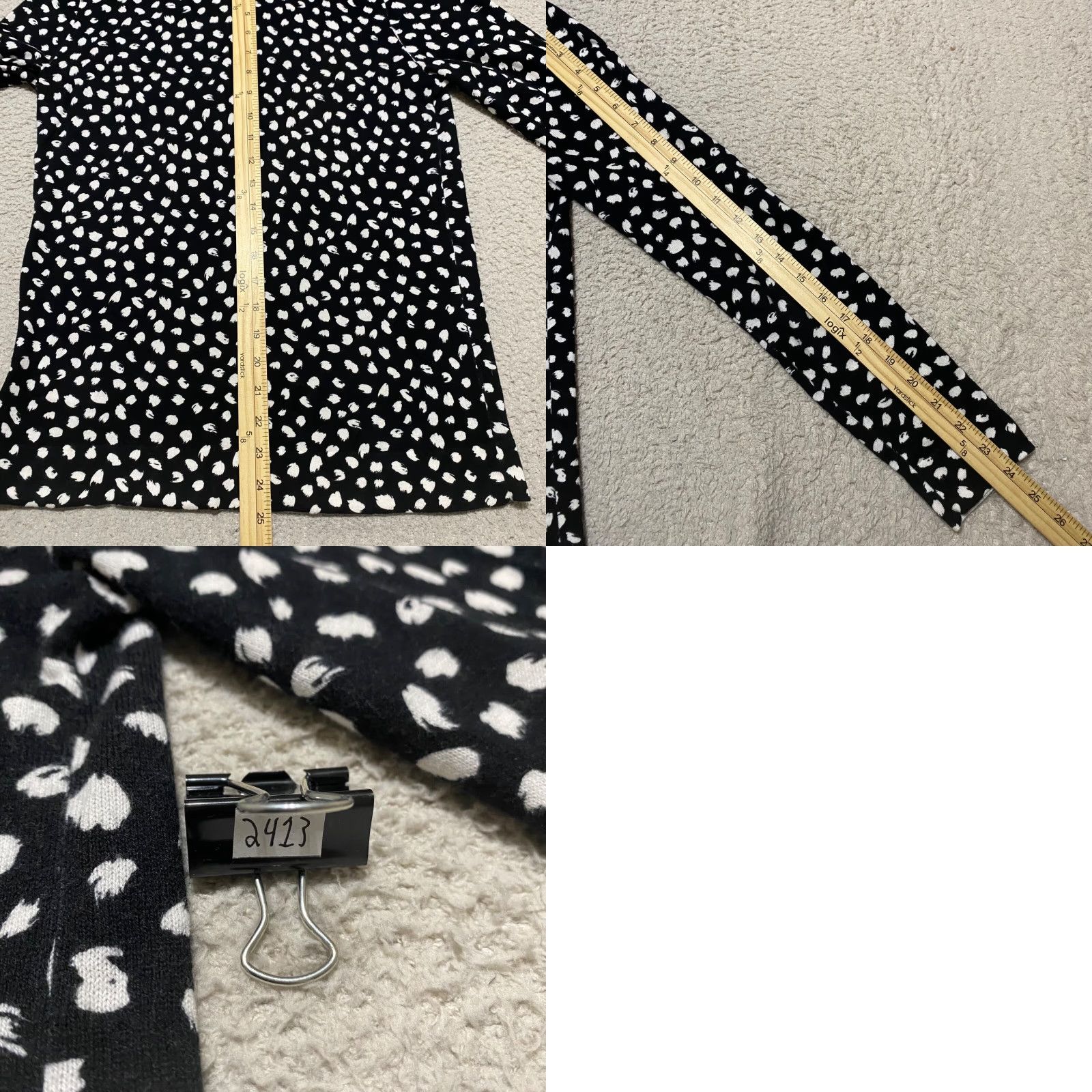 J.Crew J. Crew Womens Small Sweater Black Geometric L/S 100% Cotton Teddie Lightweight Size S / US 4 / IT 40 - 8 Thumbnail