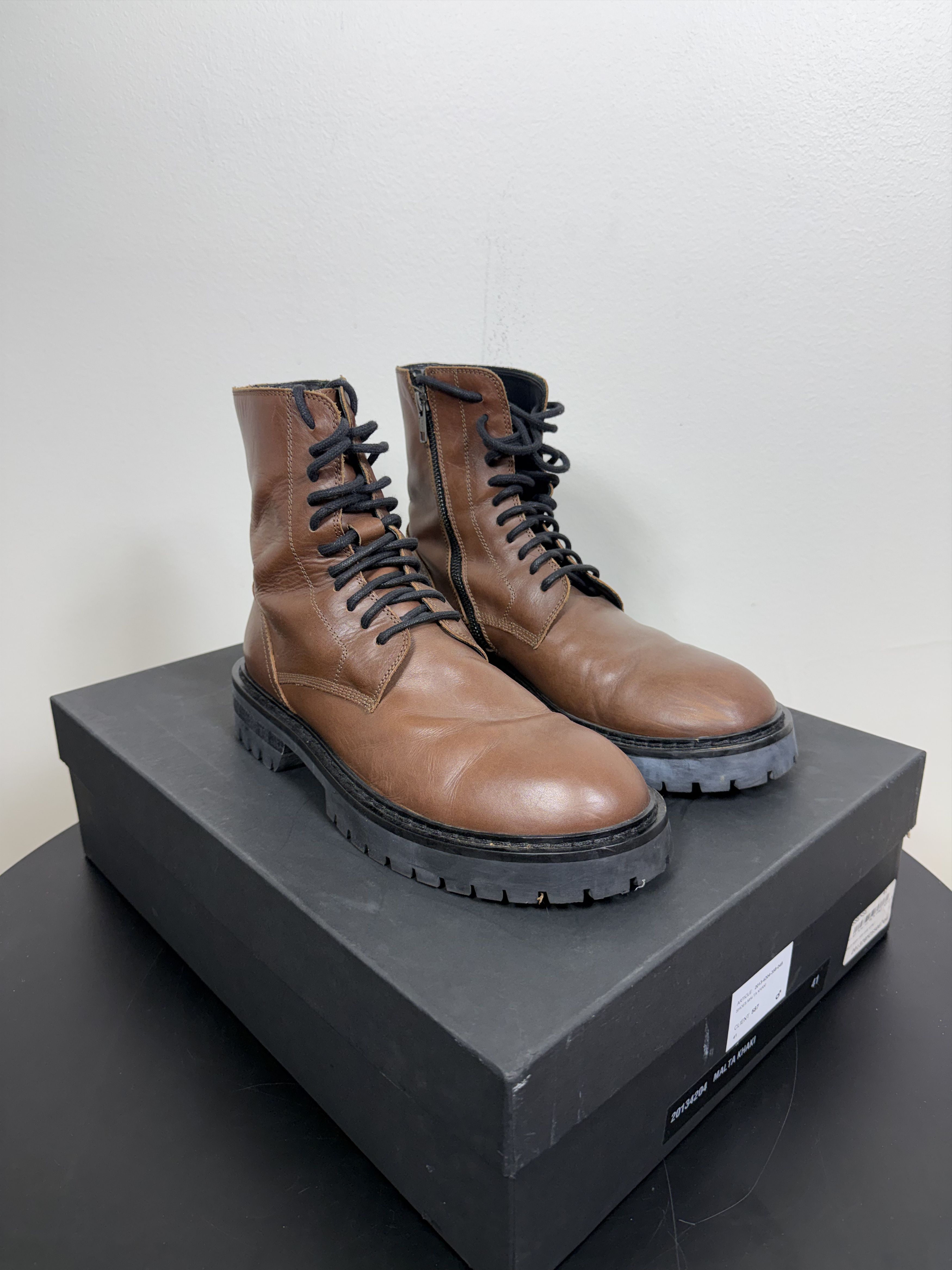 Ann Demeulemeester Brown "Malta Khaki" Leather Lace-up Boots Size US 8 / EU 41 - 1 Thumbnail