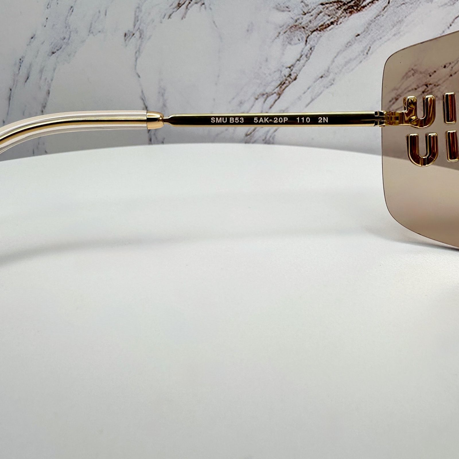 Miu Miu New MIU MIU Sunglasses Gold Light Mirror Bronze Rimless Wrap Size ONE SIZE - 6 Thumbnail
