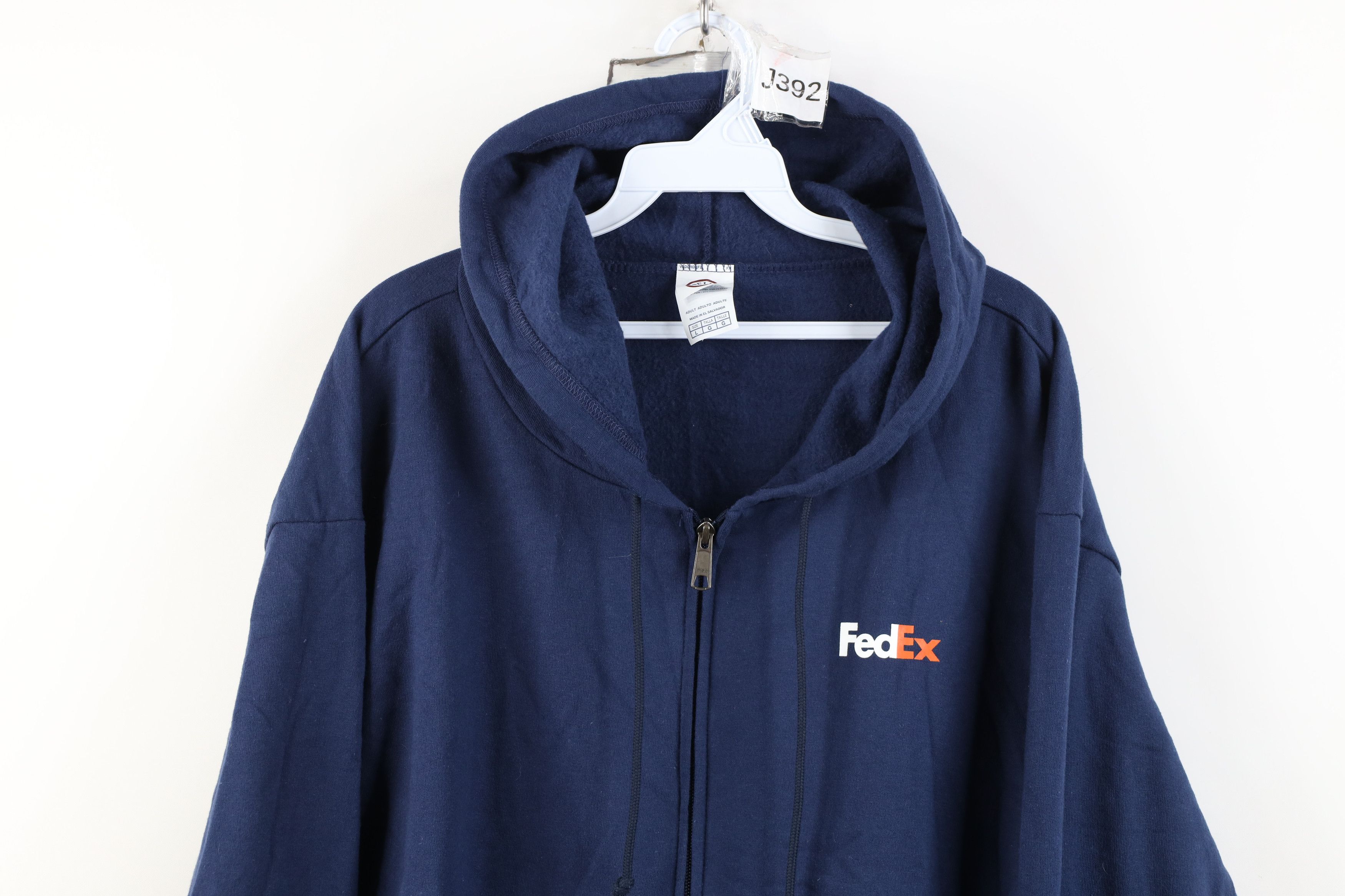 Vintage Vintage Y2K Spell FedEx Shipping Full Zip Hoodie Navy Blue Size US L / EU 52-54 / 3 - 2 Thumbnail