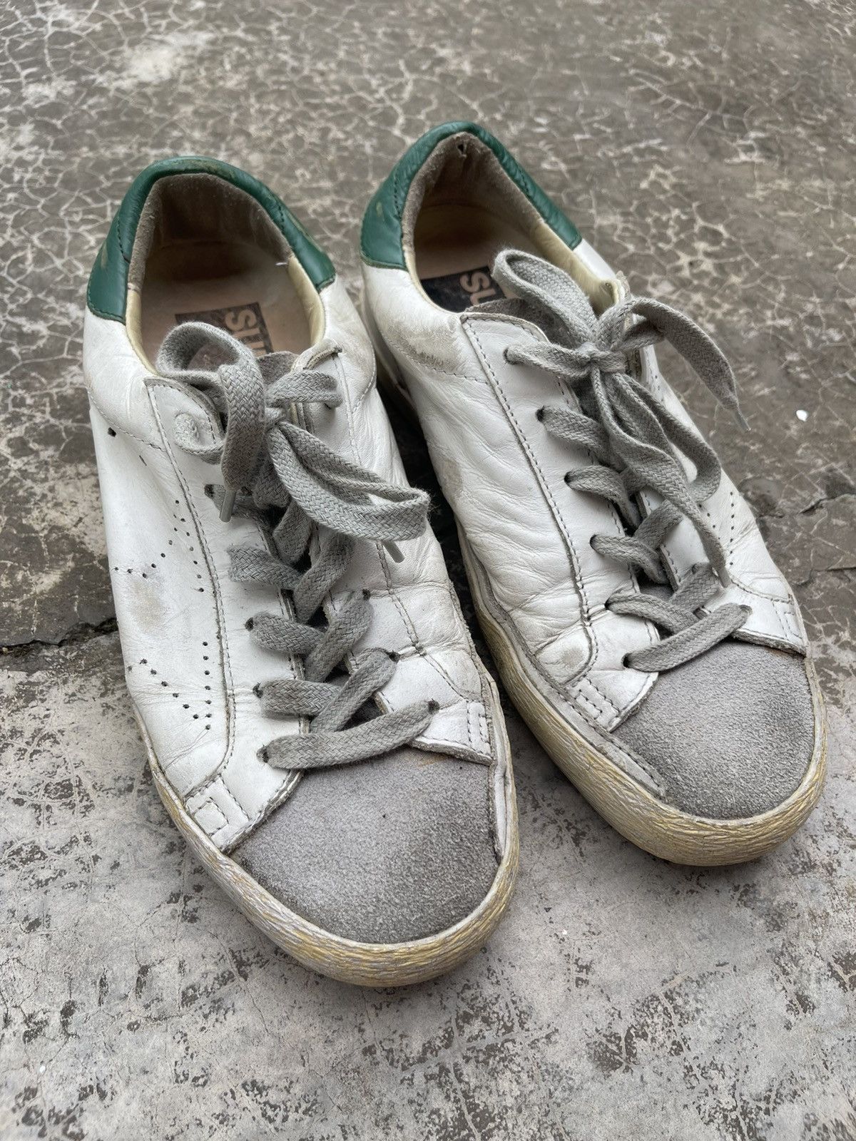 image of Golden Goose Superstar Leather White Green Size 35 Shoes, Women's