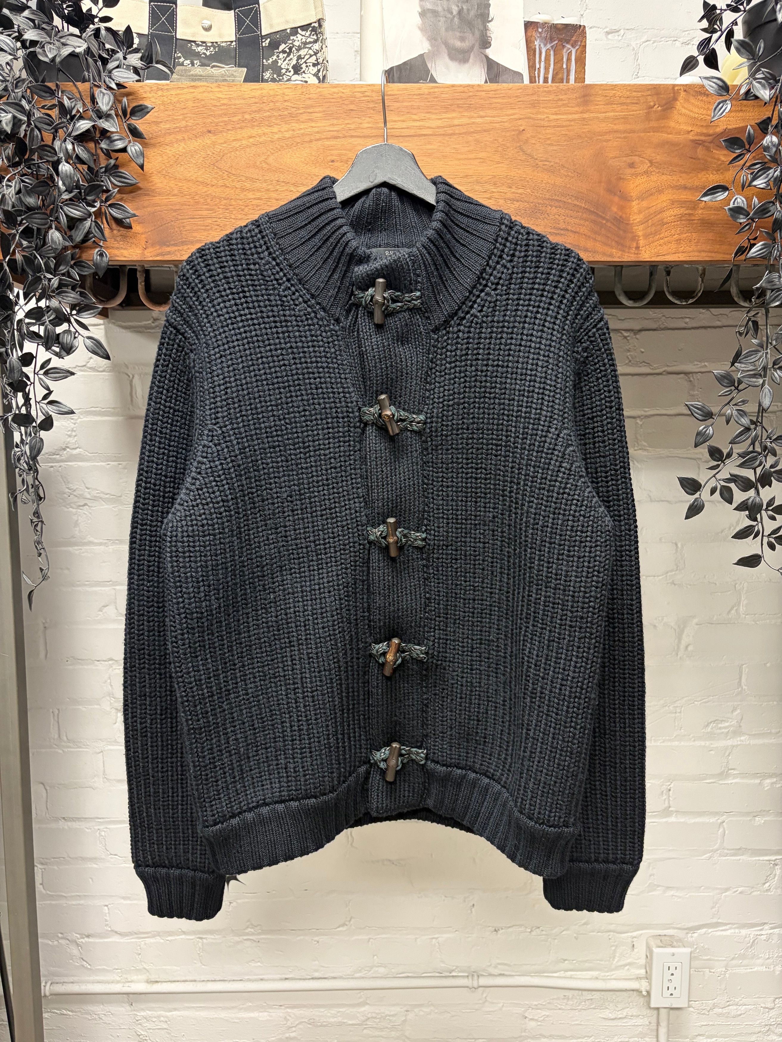Gucci Vintage Gucci Genuine Bamboo Toggle Merino Wool Black Wool Knit Cardigan Size US XL / EU 56 / 4 - 1 Thumbnail