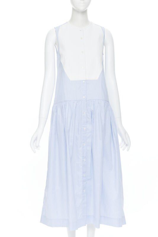 Other PALMER HARDING 100% cotton white bib front blue striped summer dress UK8 XS Size S / US 4 / IT 40 - 1 Thumbnail