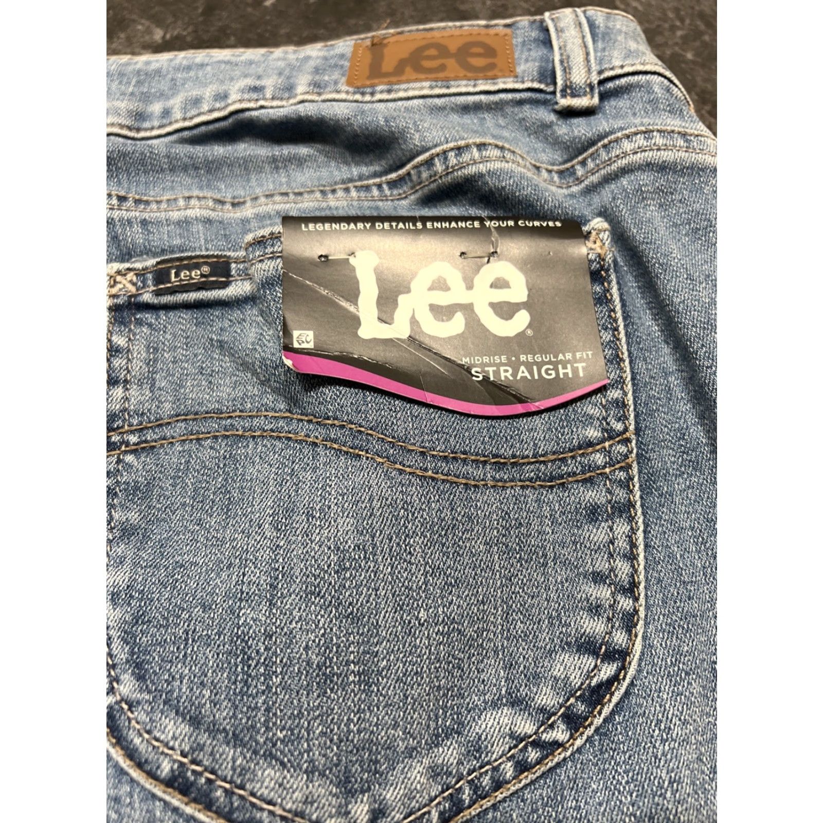 Lee Lee Women's 20W Blue Straight Denim Jeans Regular Fit Mid Rise Size 42" / US 20 - 3 Thumbnail