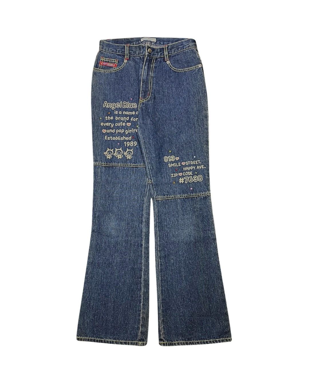 Angel Blue Angel Blue Established 1989 Motto Embroidery Flared Jeans Size 28" / US 6 / IT 42 - 1 Thumbnail