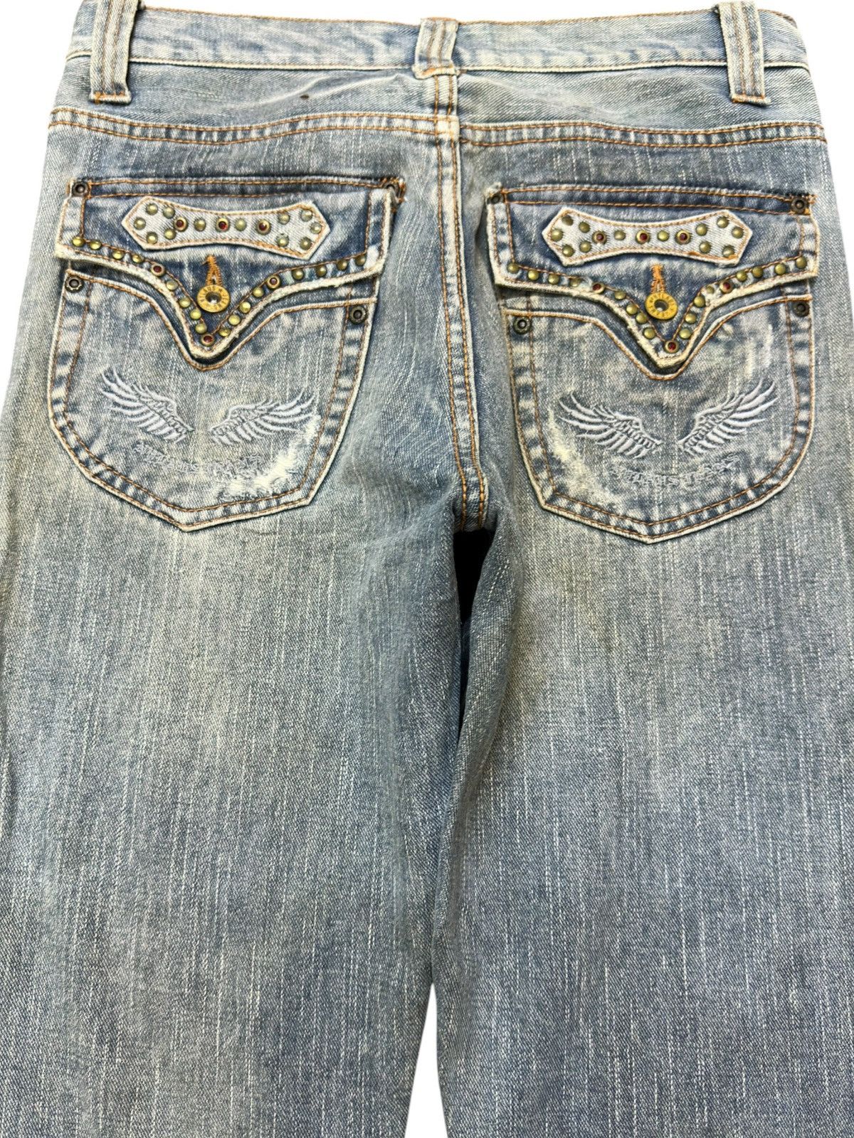 If Six Was Nine Vintage Nylaus Jeans Flare Grunge Studded Denim Size US 30 / EU 46 - 5 Thumbnail