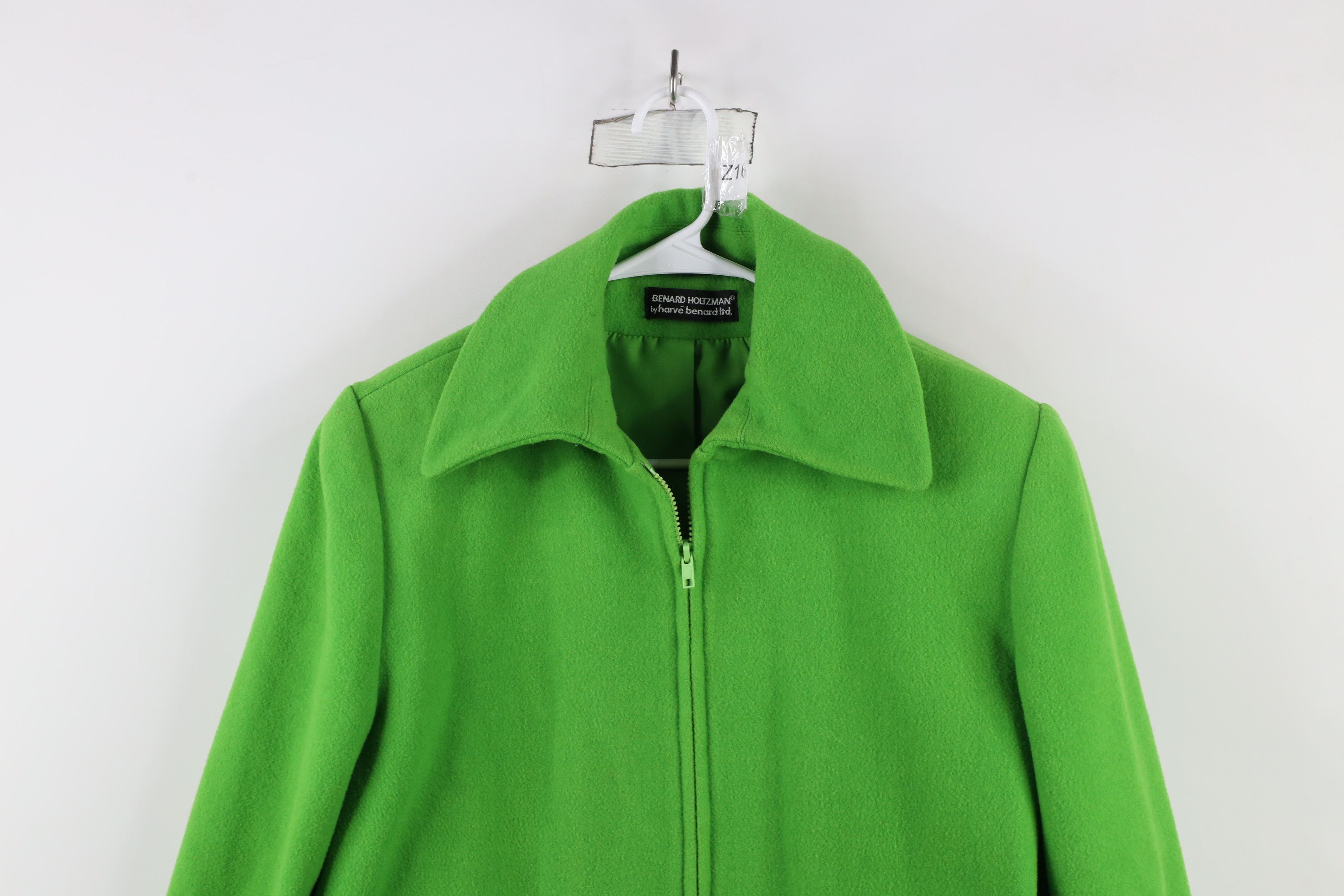 Vintage Vintage 90s Streetwear Wool Full Zip Bomber Jacket Lime Size L / US 10 / IT 46 - 2 Thumbnail