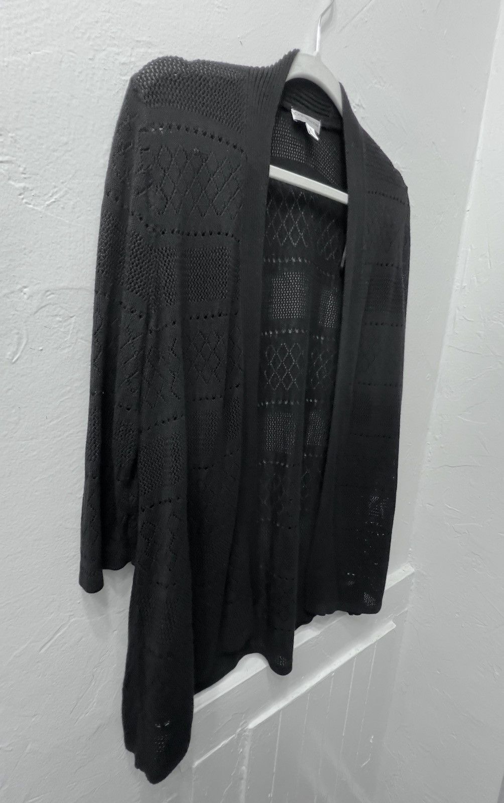 Croft & Barrow Croft & Barrow® Pointelle Open-Front Black Cardigan Size XL / US 12-14 / IT 48-50 - 4 Thumbnail