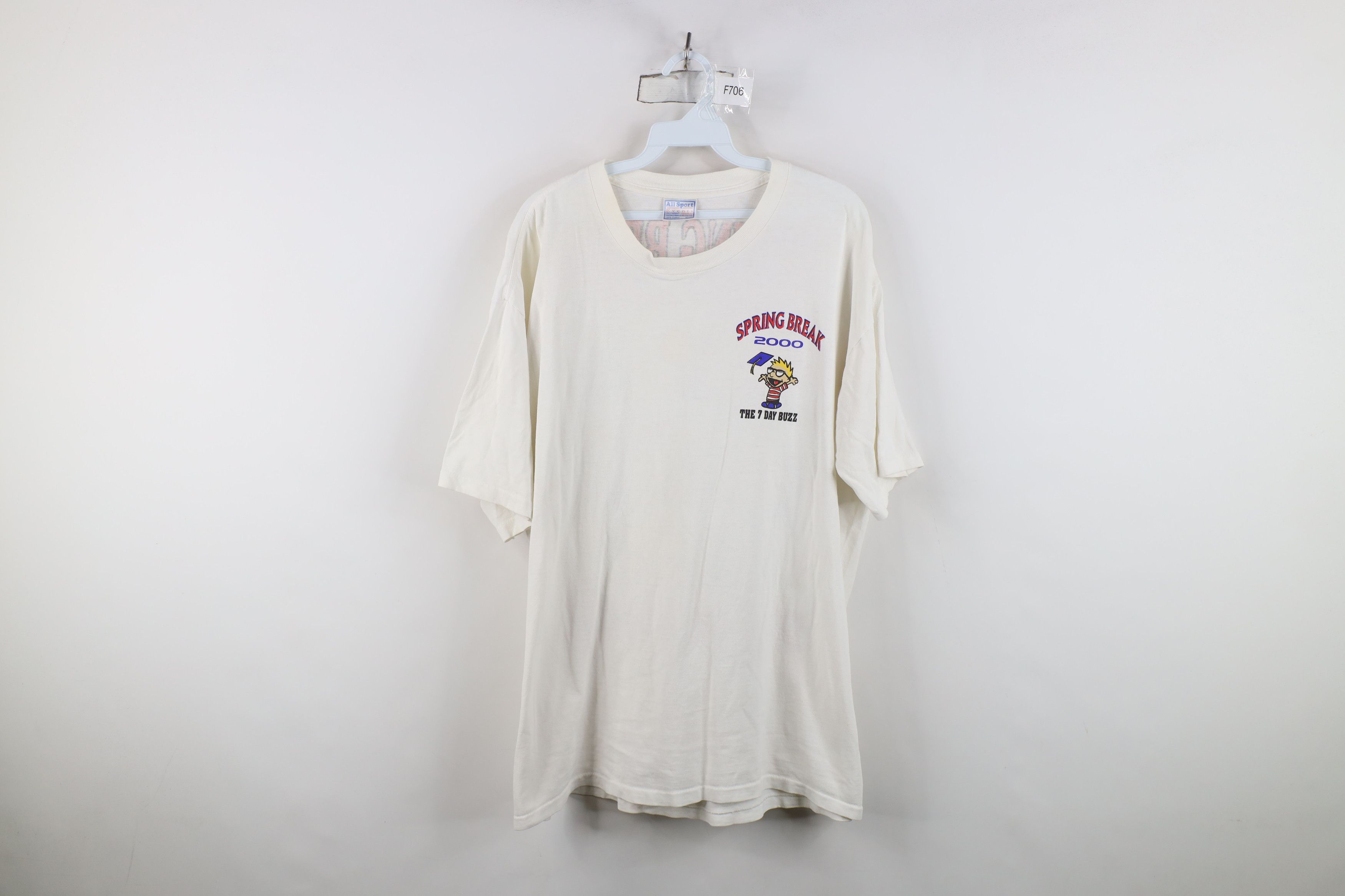 Vintage Vintage Y2K 2000 College 7 Day Buzz Drinking T-Shirt White Size US XL / EU 56 / 4 - 1 Thumbnail