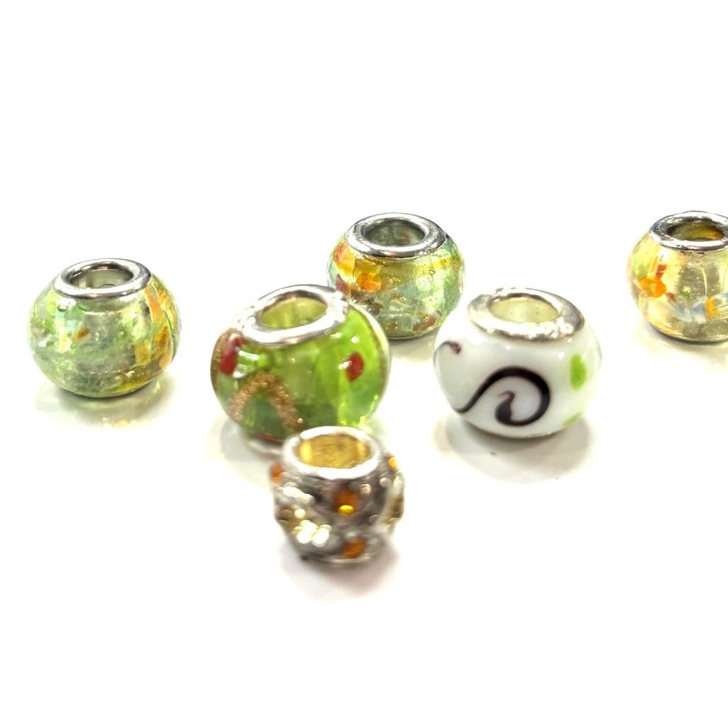 Sterling Silver EUROPEAN BEADS Green Themed Sterling Silver Charms x 10 Size ONE SIZE - 2 Thumbnail