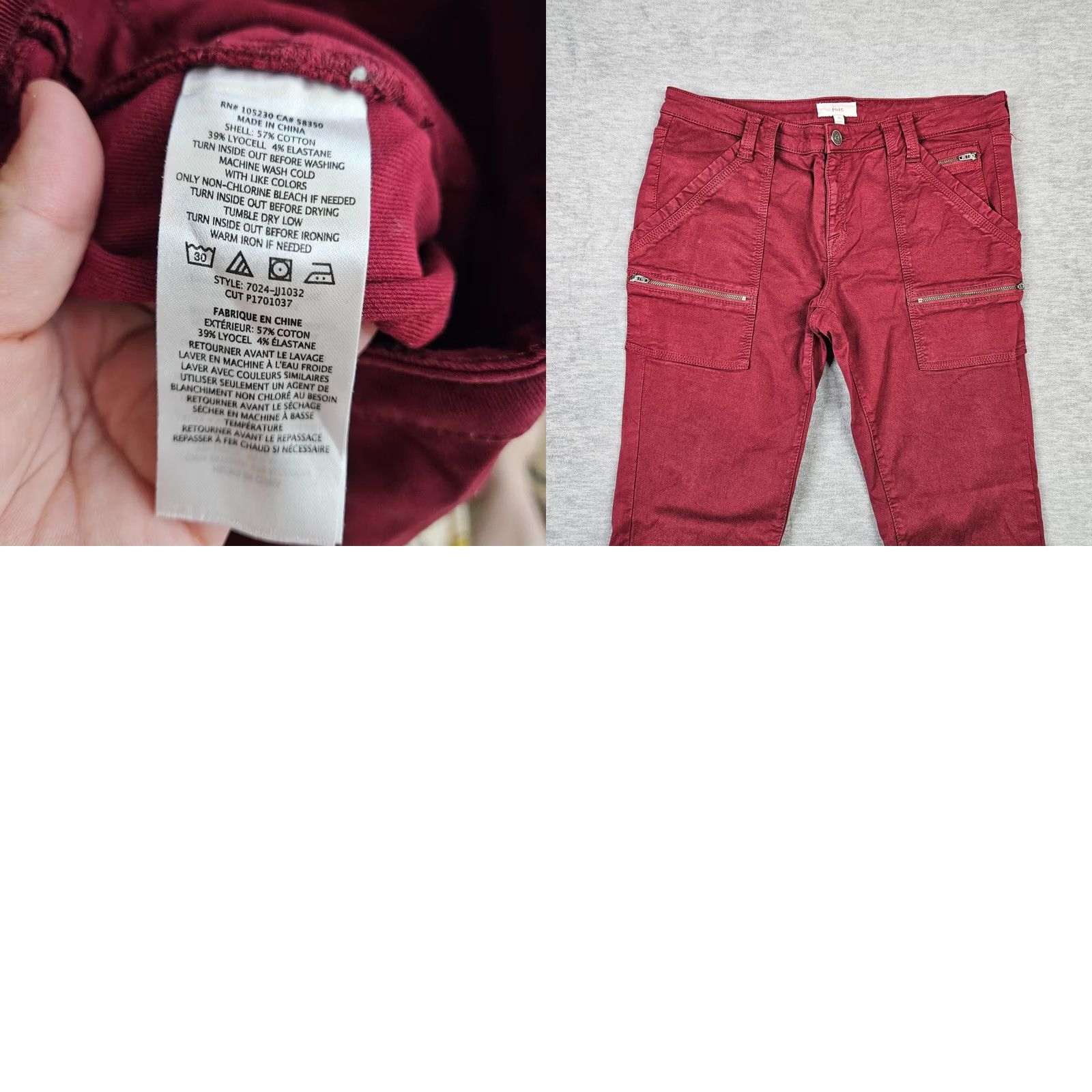 Joie JOIE Jeans Skinny Ankle Zip Burgundy Red Women Size 32 Inseam 26 Regular Rise Mid Shirt? Size 24" / US 00 / IT 34 - 8 Thumbnail