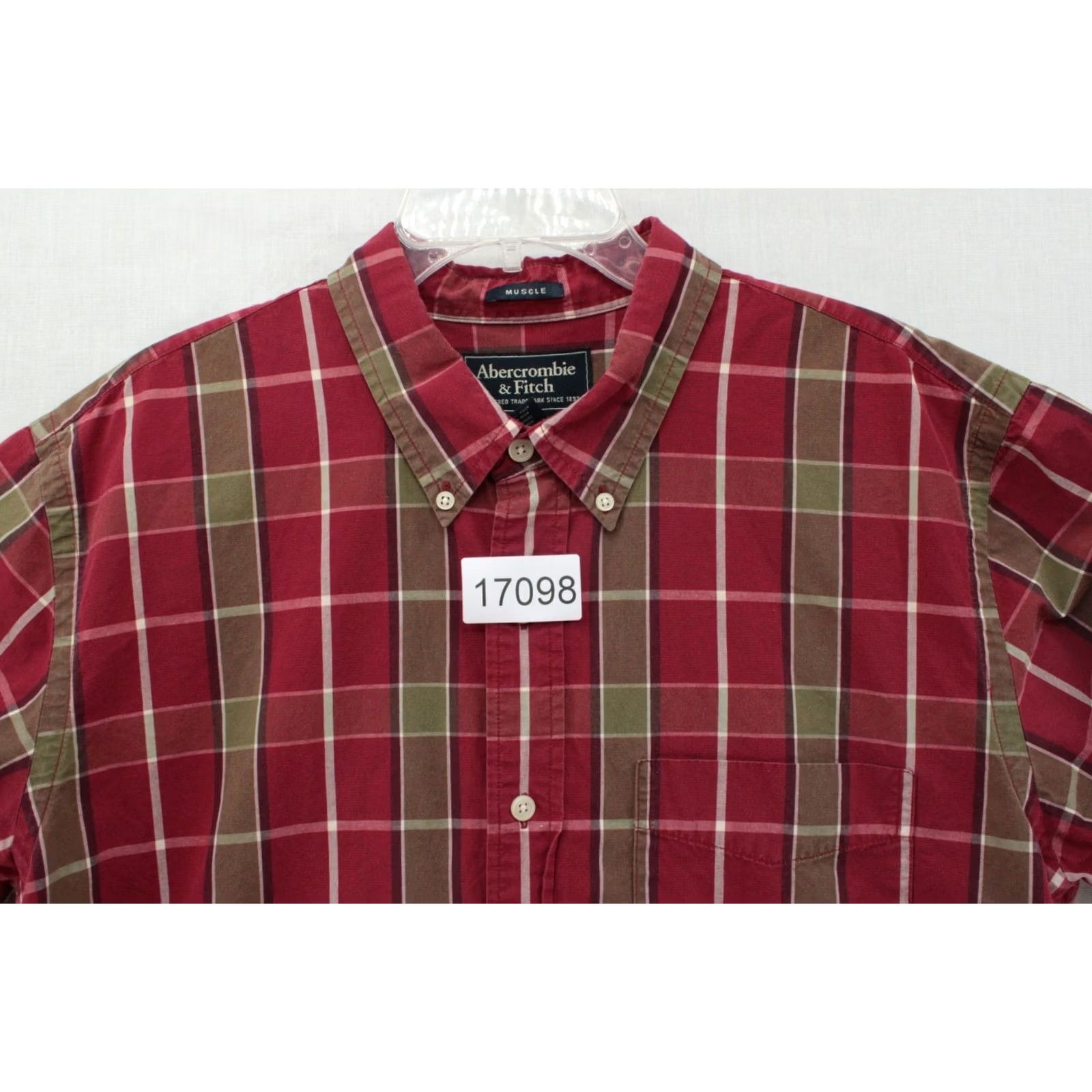 Abercrombie & Fitch Abercrombie & Fitch Shirt Mens XL Red Plaid Button-Up Muscle Preppy Lightweight Size US XL / EU 56 / 4 - 8 Thumbnail