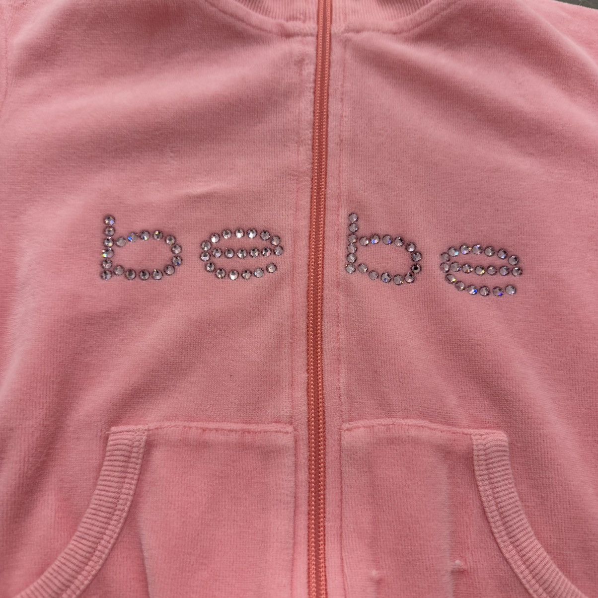 Bebe Bebe Rhinestone Velour Zip Up Jacket Pink Y2K McBling Size M / US 6-8 / IT 42-44 - 2 Thumbnail