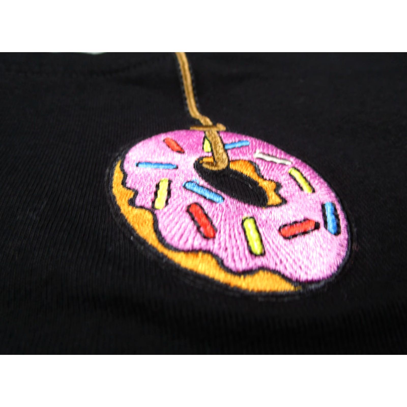 Vintage The Simpsons Graphic T-Shirt Mens Medium Black Cartoon Family Donut Embroidered Tee Size US M / EU 48-50 / 2 - 2 Thumbnail