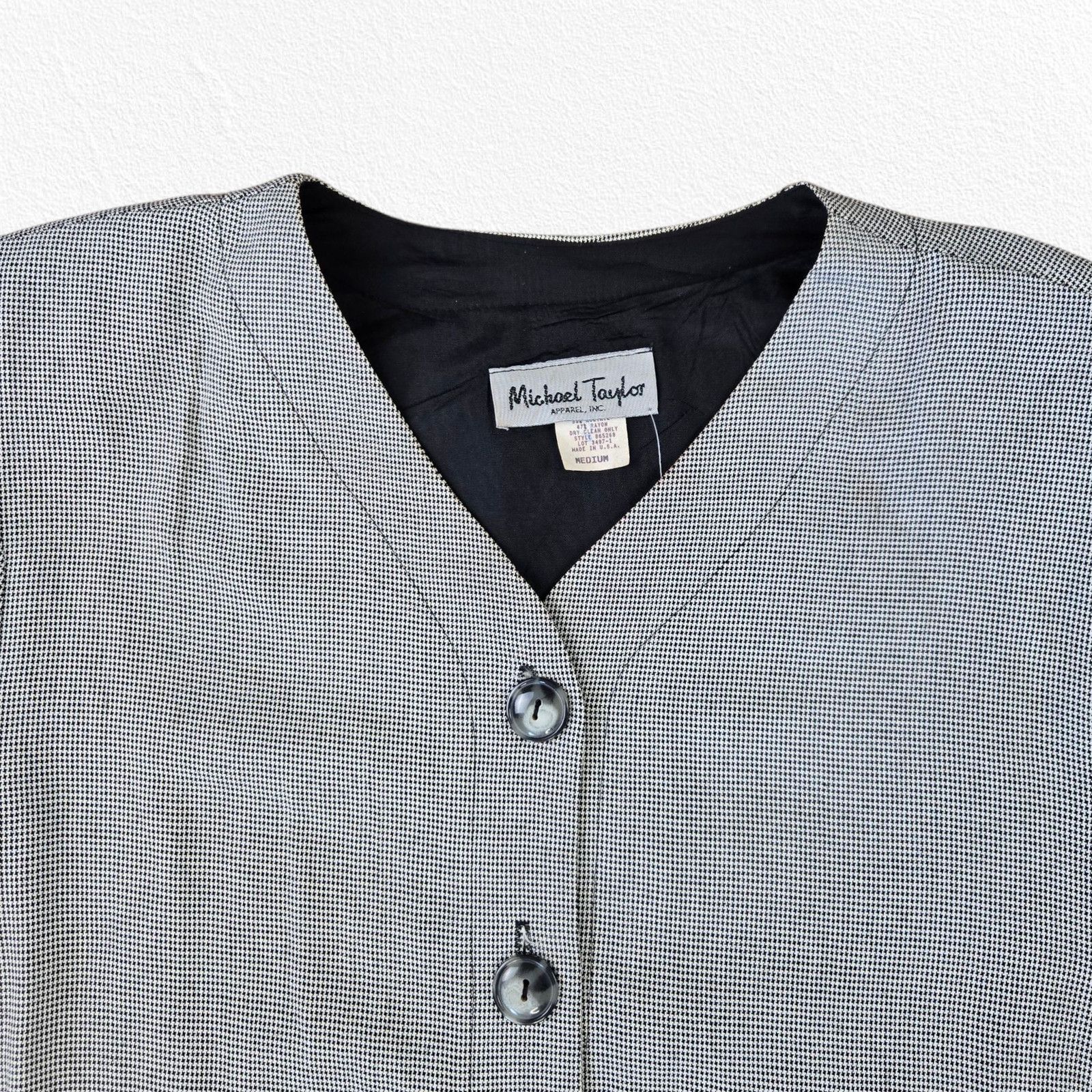 Vintage Vintage Black Mini Houndstooth Blazer Size Medium Size M / US 6-8 / IT 42-44 - 3 Thumbnail