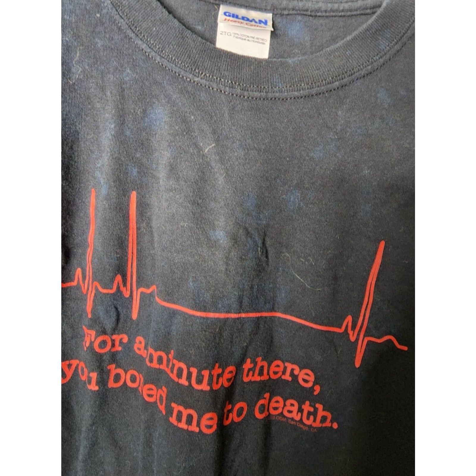 Gildan Gildan T-Shirt Men's 2XL Black Graphic Tee 100% Cotton Short Sleeve Crew Neck Distressed FOR A MINUTE THERE YOU BORED ME TO DEATH Size US XXL / EU 58 / 5 - 4 Thumbnail