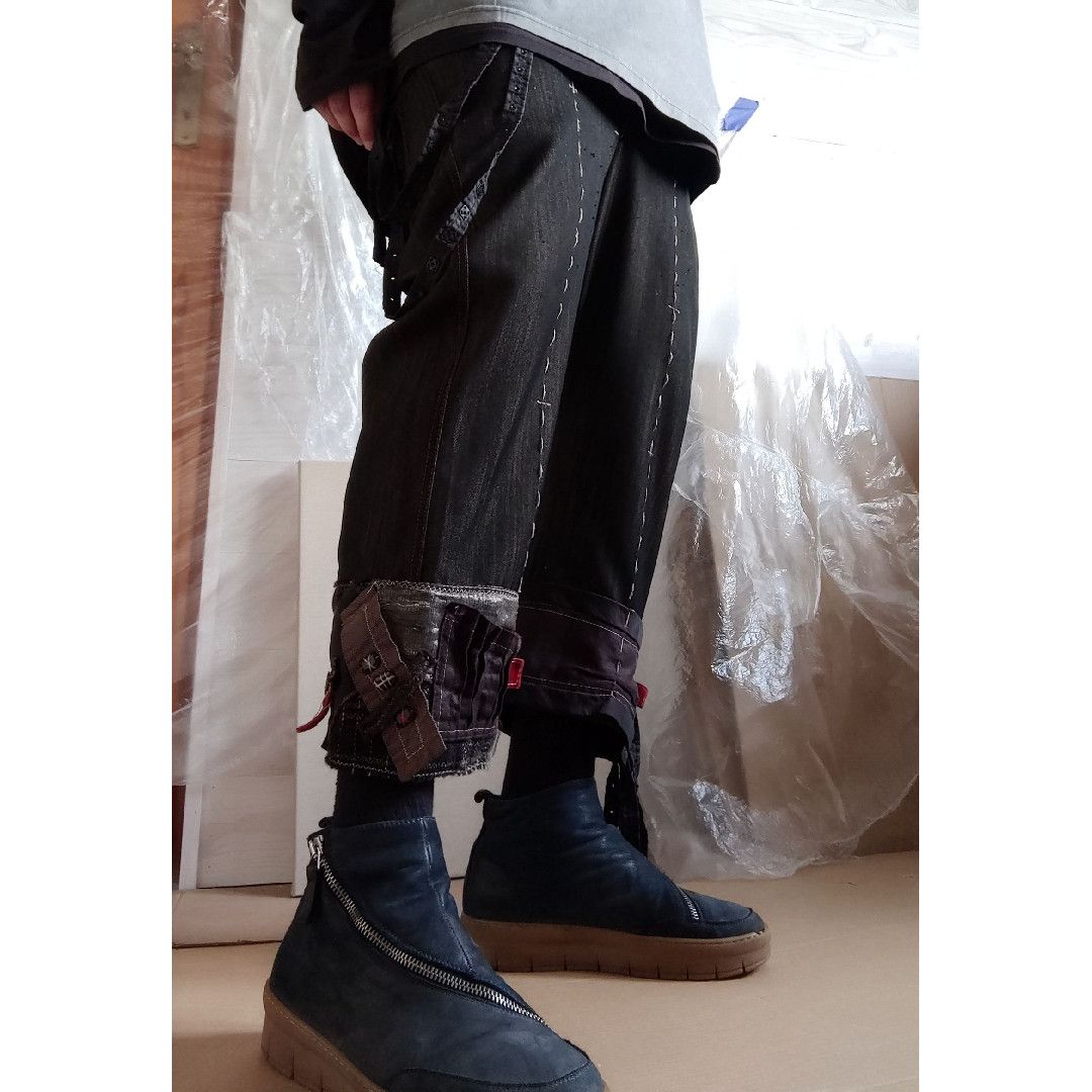 Vintage Asymmetric Patchwork Pants Bootcut Goth grunge Noir Alt Size US 32 / EU 48 - 4 Thumbnail