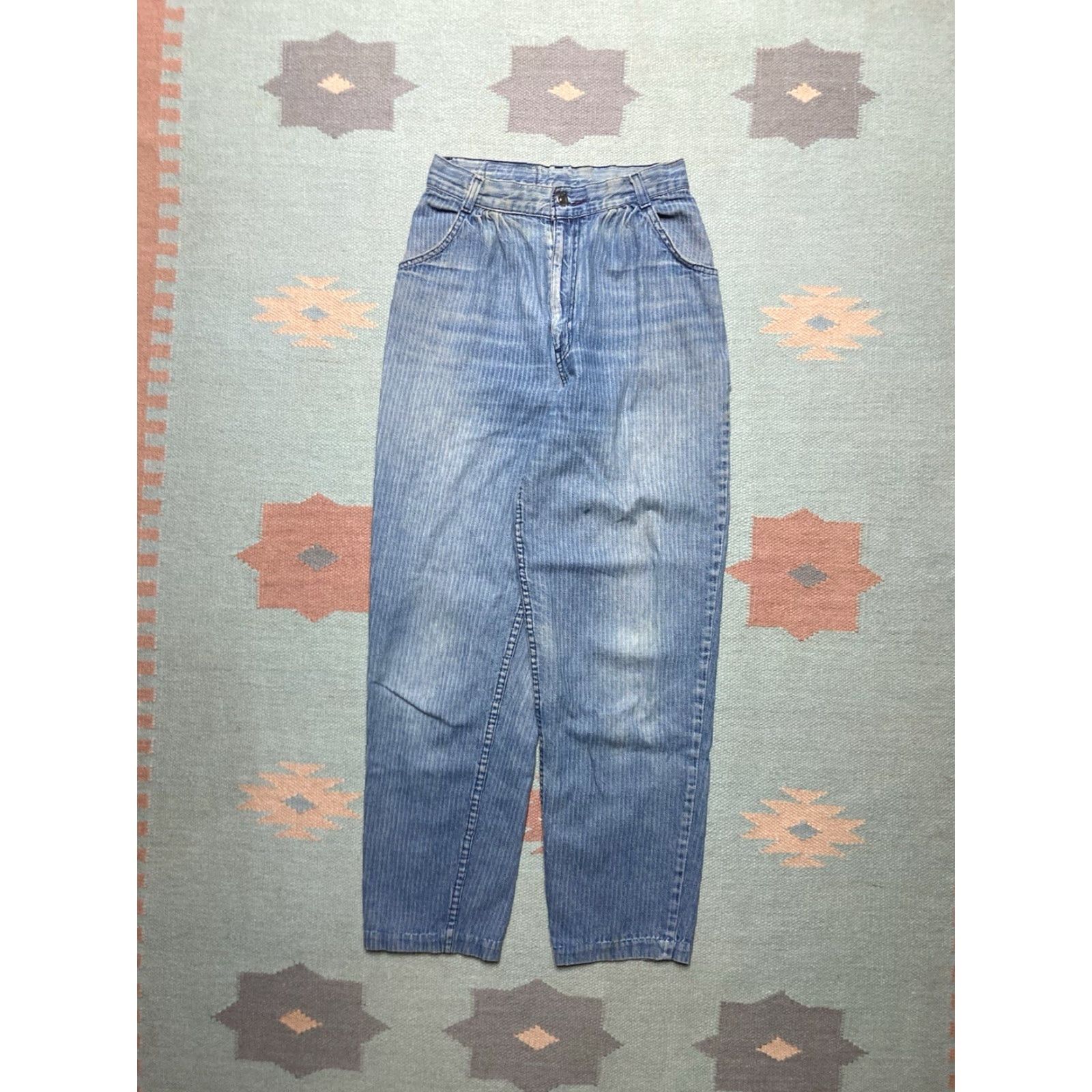 Levi's Vintage Levi’s jeans pinstripe white tab tapered leg USA made Women 24x26.5 Size 42" / US 20 - 5 Thumbnail