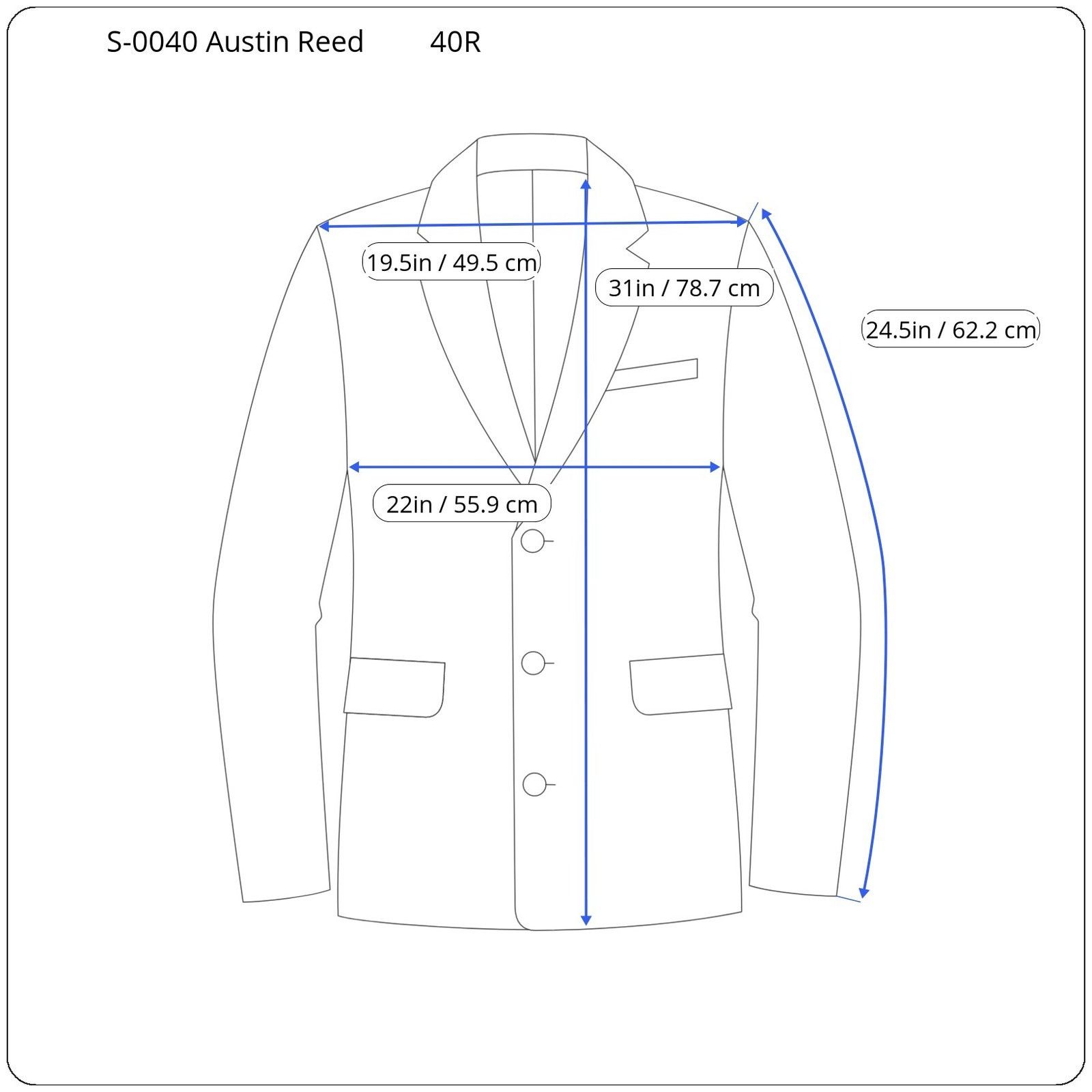 Austin Reed Austin Reed Navy Blazer Mens 40R Sport Coat Tailored Jacket Size 40R - 5 Thumbnail