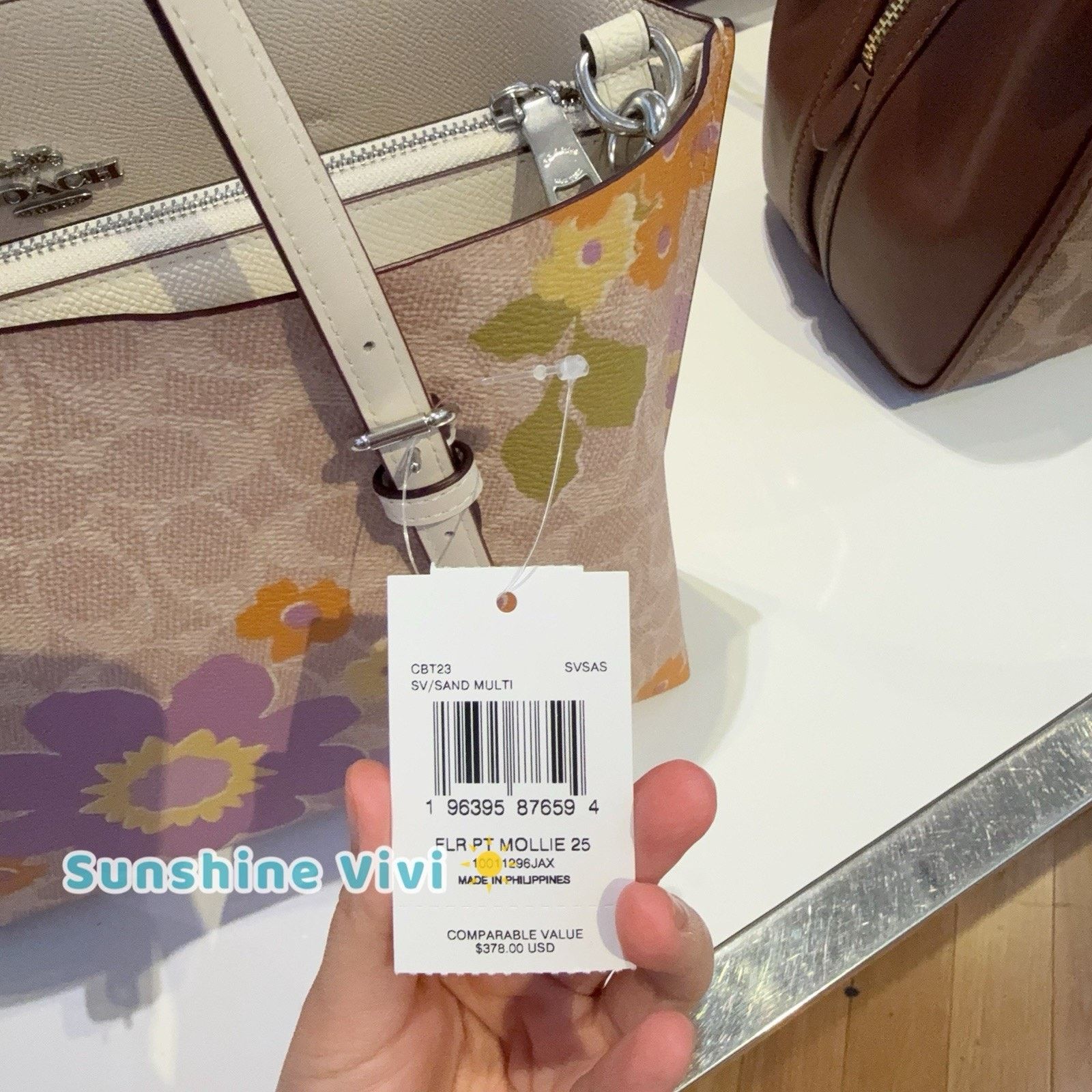 Coach NWT Coach Mollie Tote Bag 25 Floral Silver/Sand CBT23 Size ONE SIZE - 4 Thumbnail
