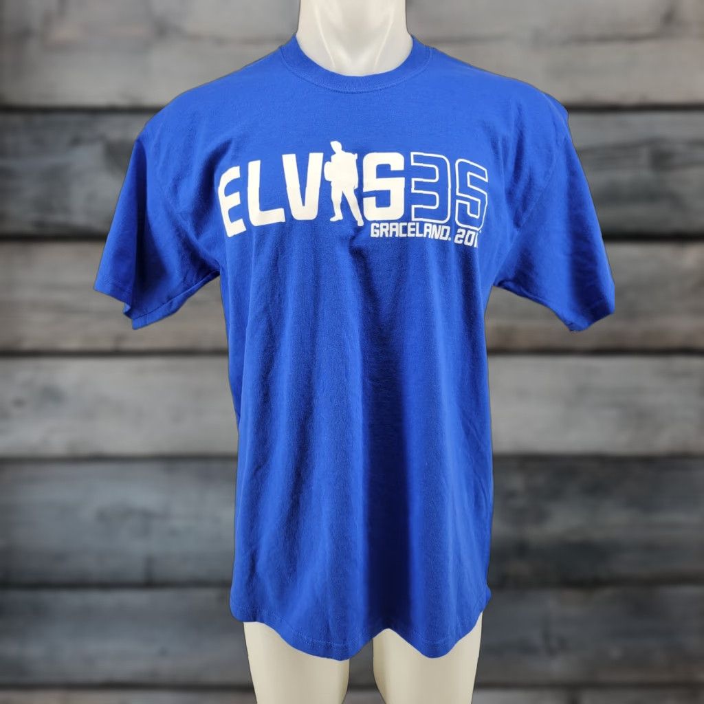 Vintage Elvis 35 2012 T-shirt Graceland Men's Blue Size Large Shirt Regular Short Sleeve Crew Neck Size US L / EU 52-54 / 3 - 1 Thumbnail