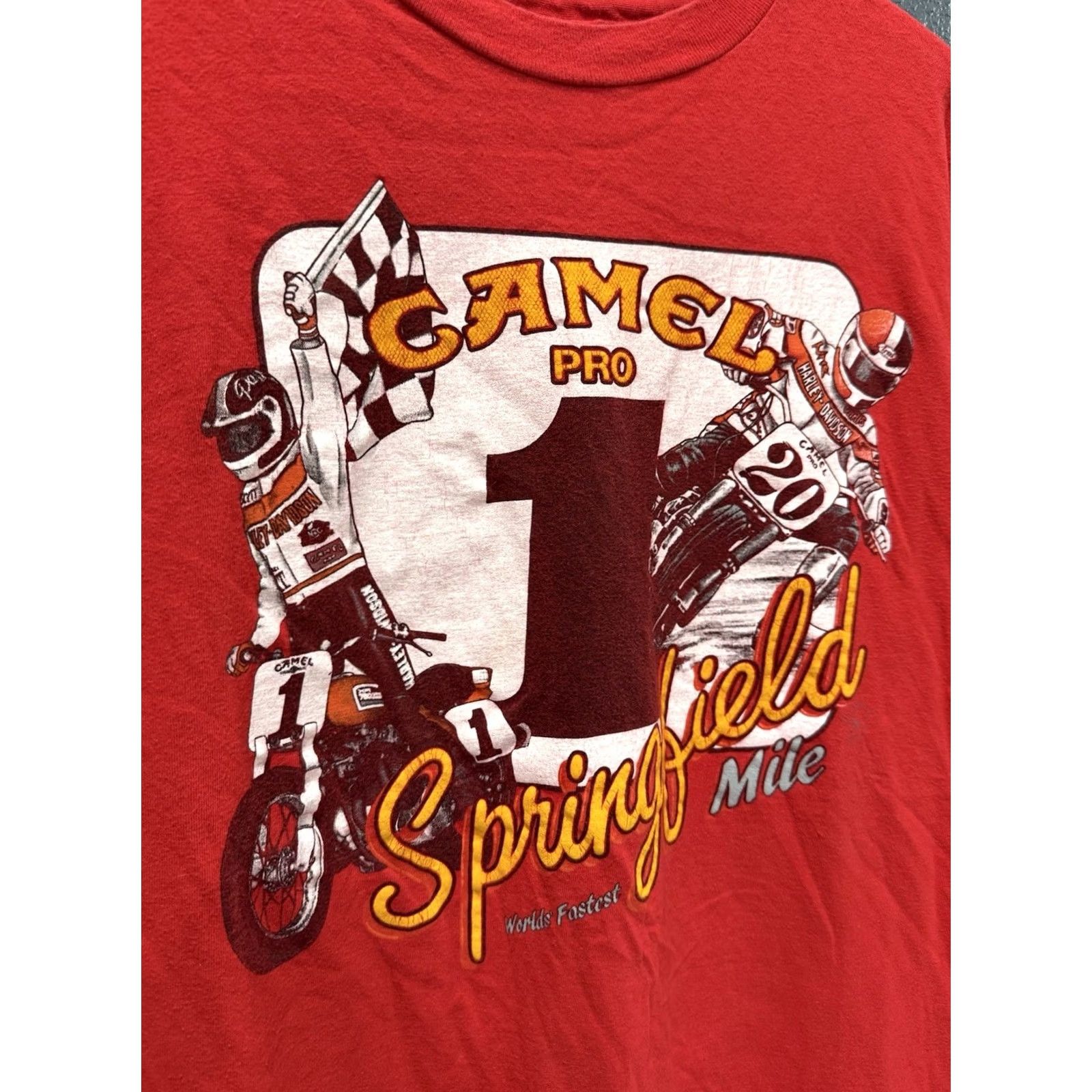 Camel VINTAGE Camel Pro Springfield Mile Motorcycle Racing Red Tee Shirt XL Shirt Mens 1990s Cotton Size US XL / EU 56 / 4 - 4 Thumbnail
