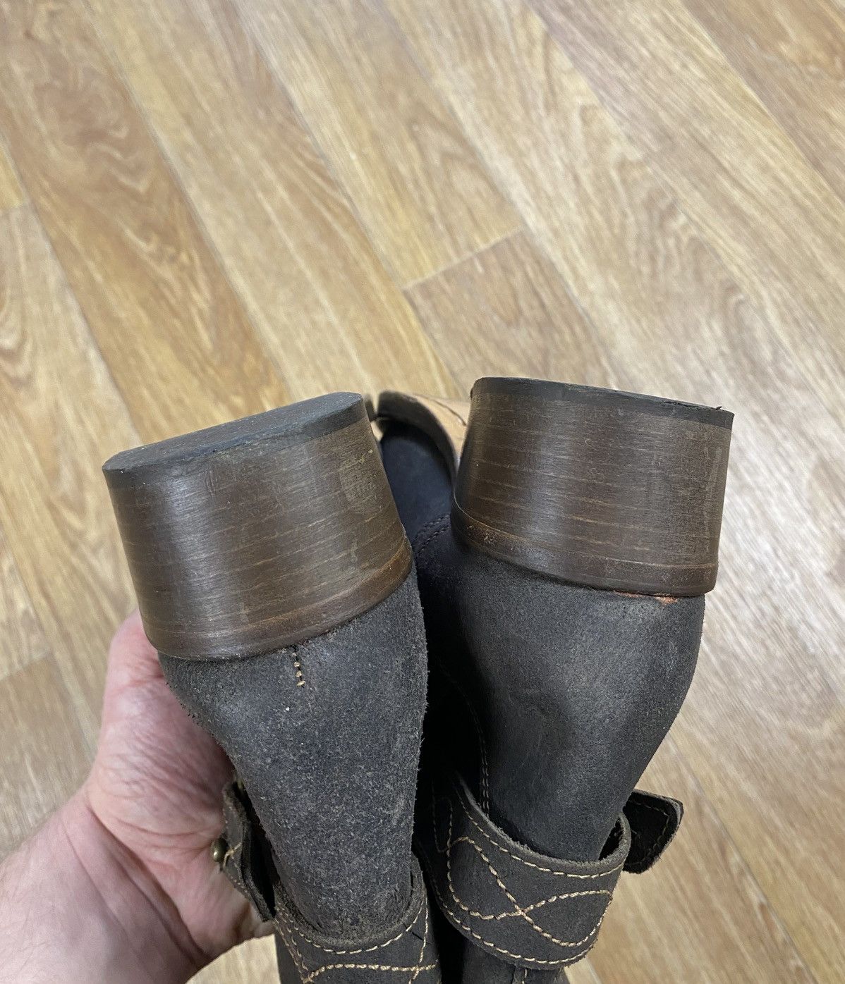 Buttero Buttero Vintage Knee-high Brown Leather Engineer Boots Size US 8 / IT 38 - 14 Thumbnail