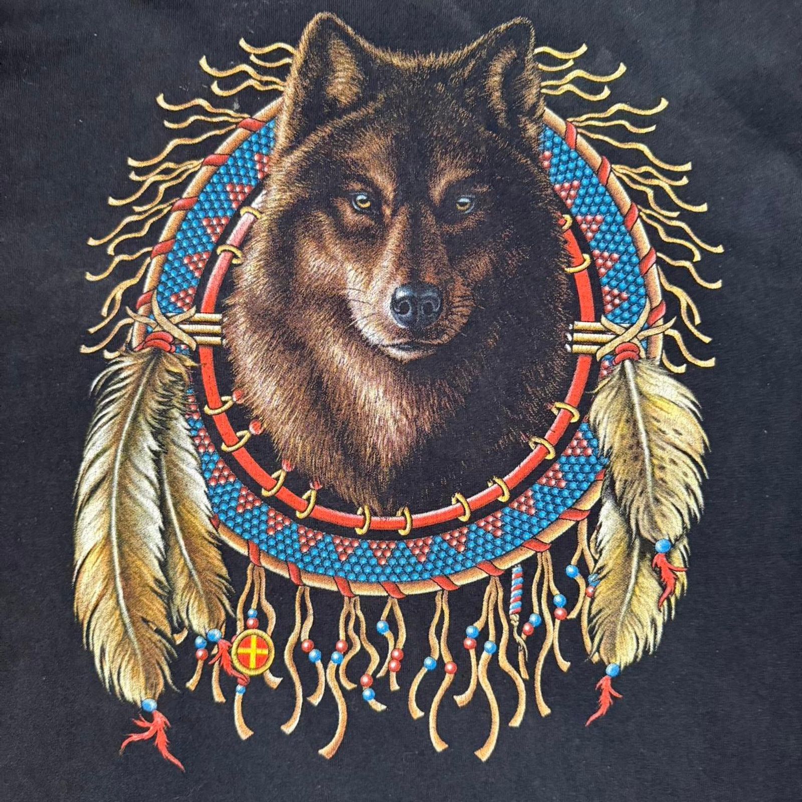 Delta × Vintage Vintage y2k Wolf Native Dreamcatcher Graphic Tee Size US XL / EU 56 / 4 - 2 Thumbnail