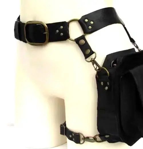 Designer × Japanese Brand × Vintage Punk Motorcycle Knight Drop Leg Chevalier Leather Bag Rare Size ONE SIZE - 2 Thumbnail